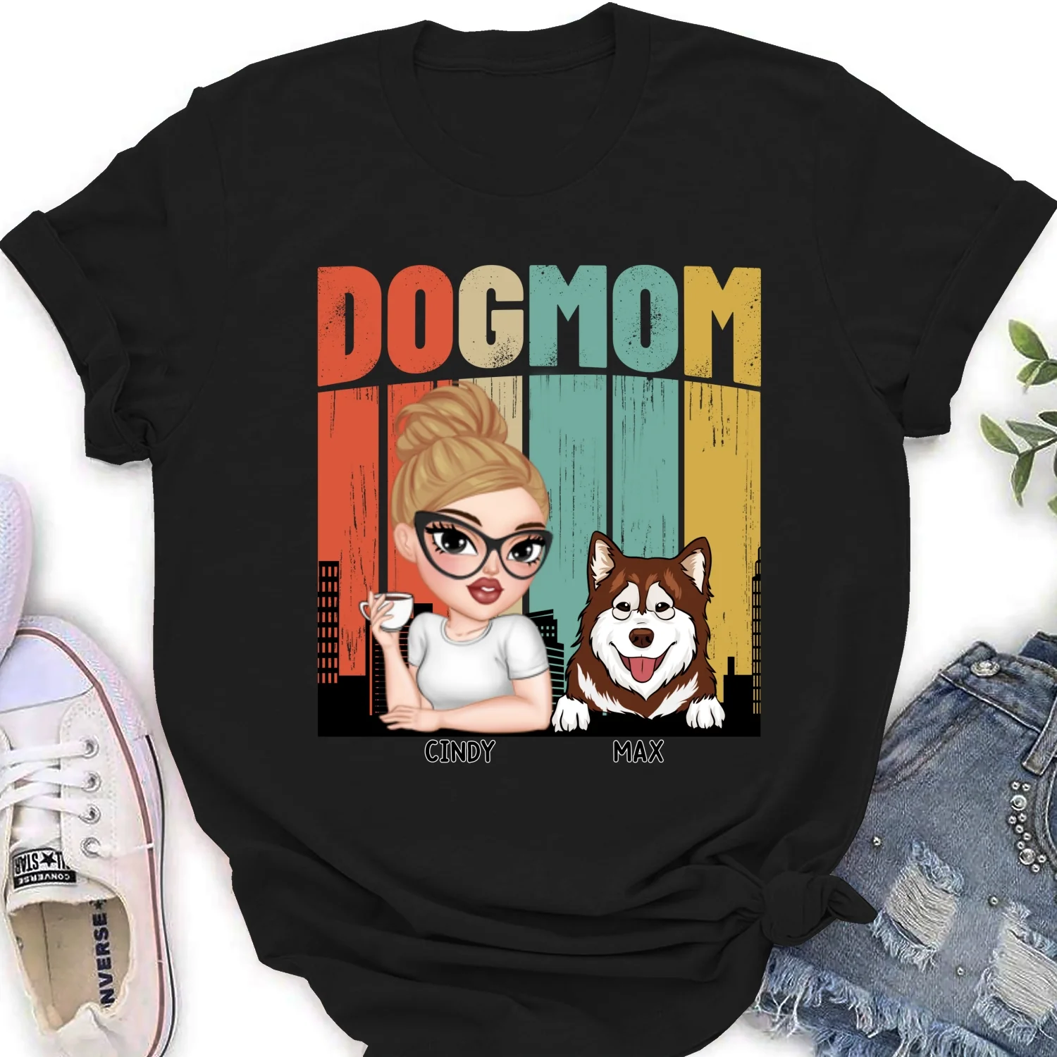 Dog Mom Retro - Personalized Custom Women's T-Shirt - Image 7