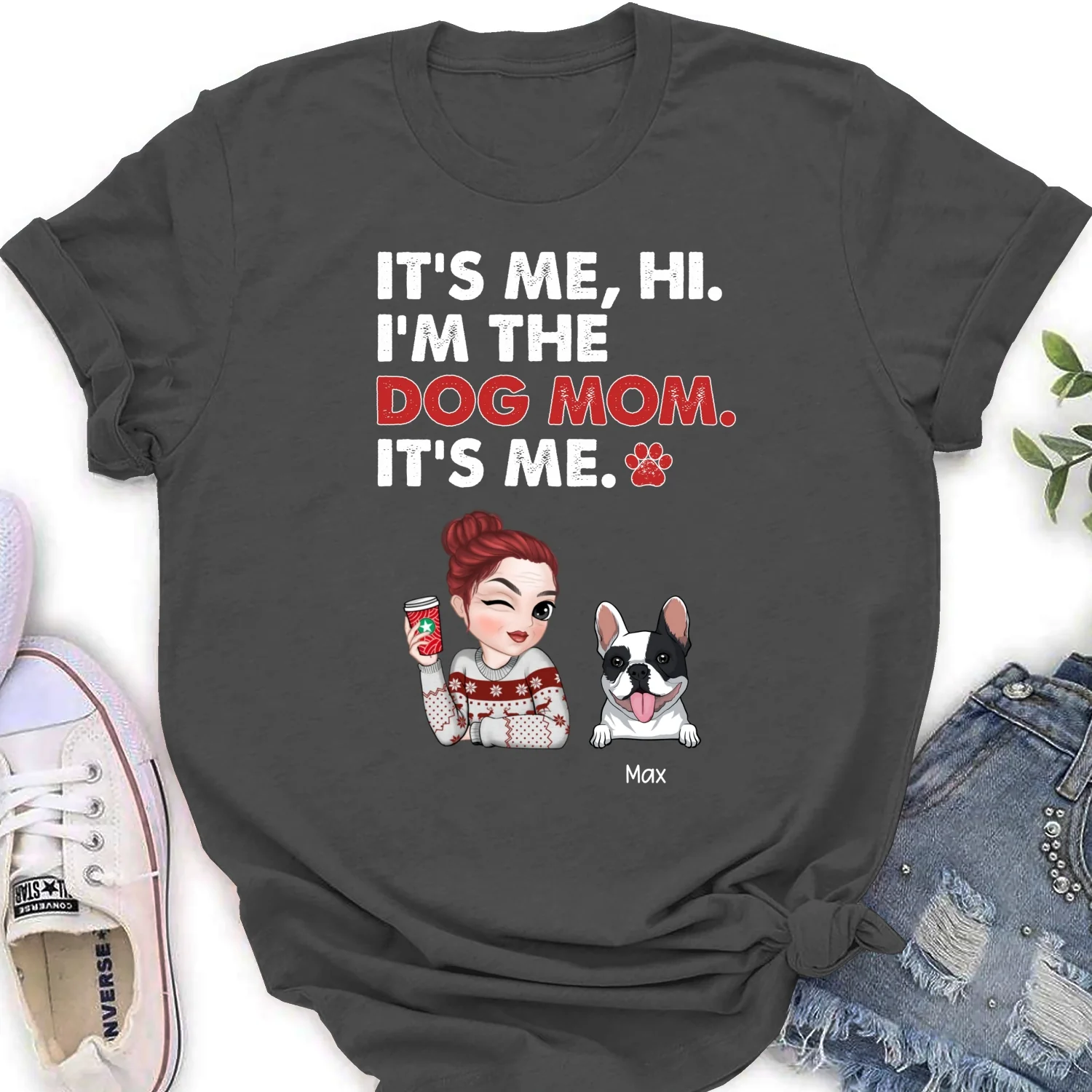 Dog Mom Says Hi - Personalized Custom Women's T-shirt - Image 9