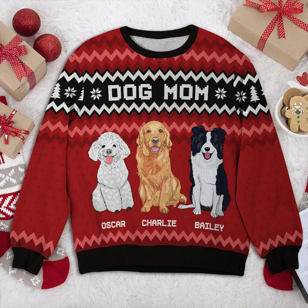 Dog Mom Simple Pattern - Personalized Custom All-Over-Print Sweatshirt - Image 2