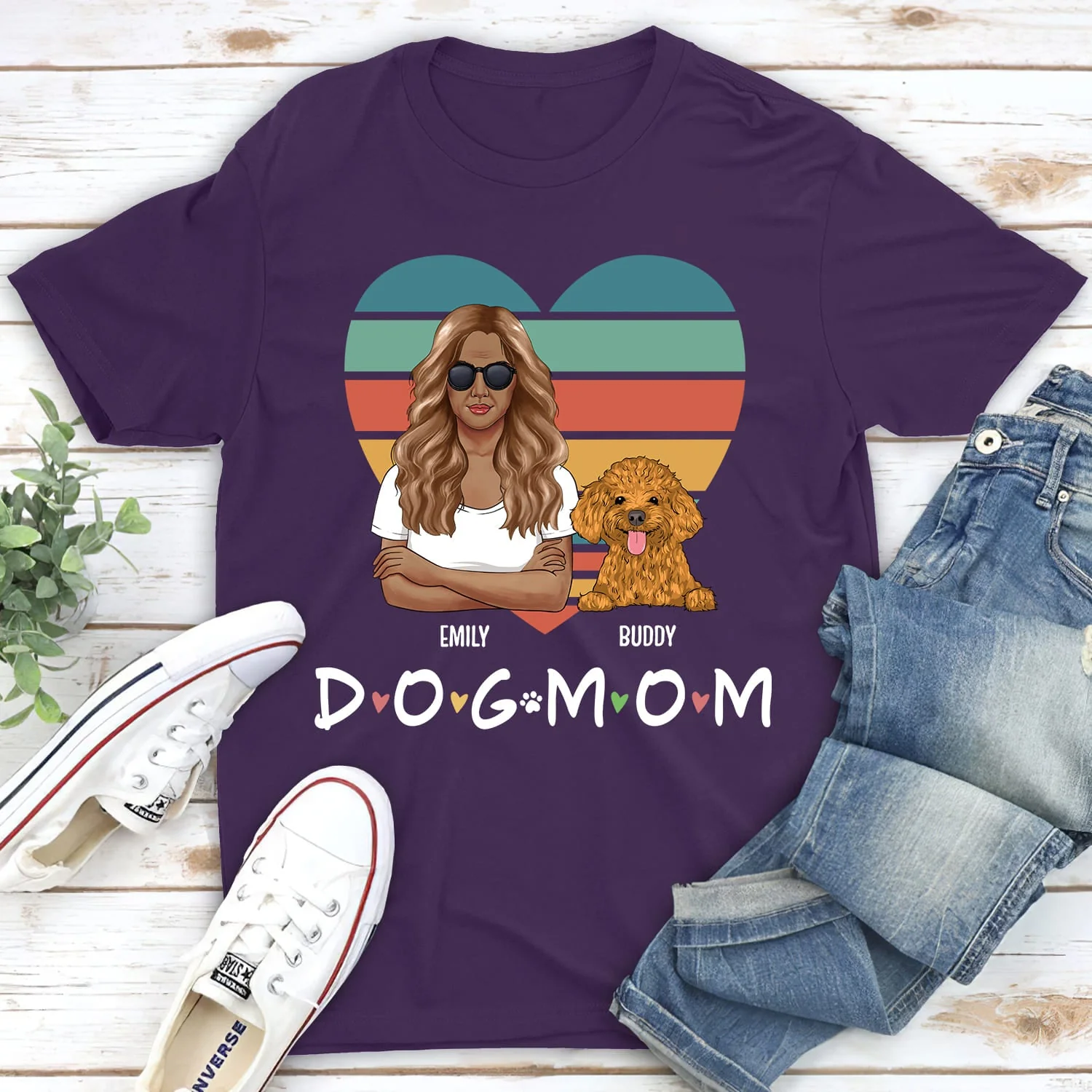 Dog Mom Sunset - Personalized Custom Unisex T-shirt - Image 2