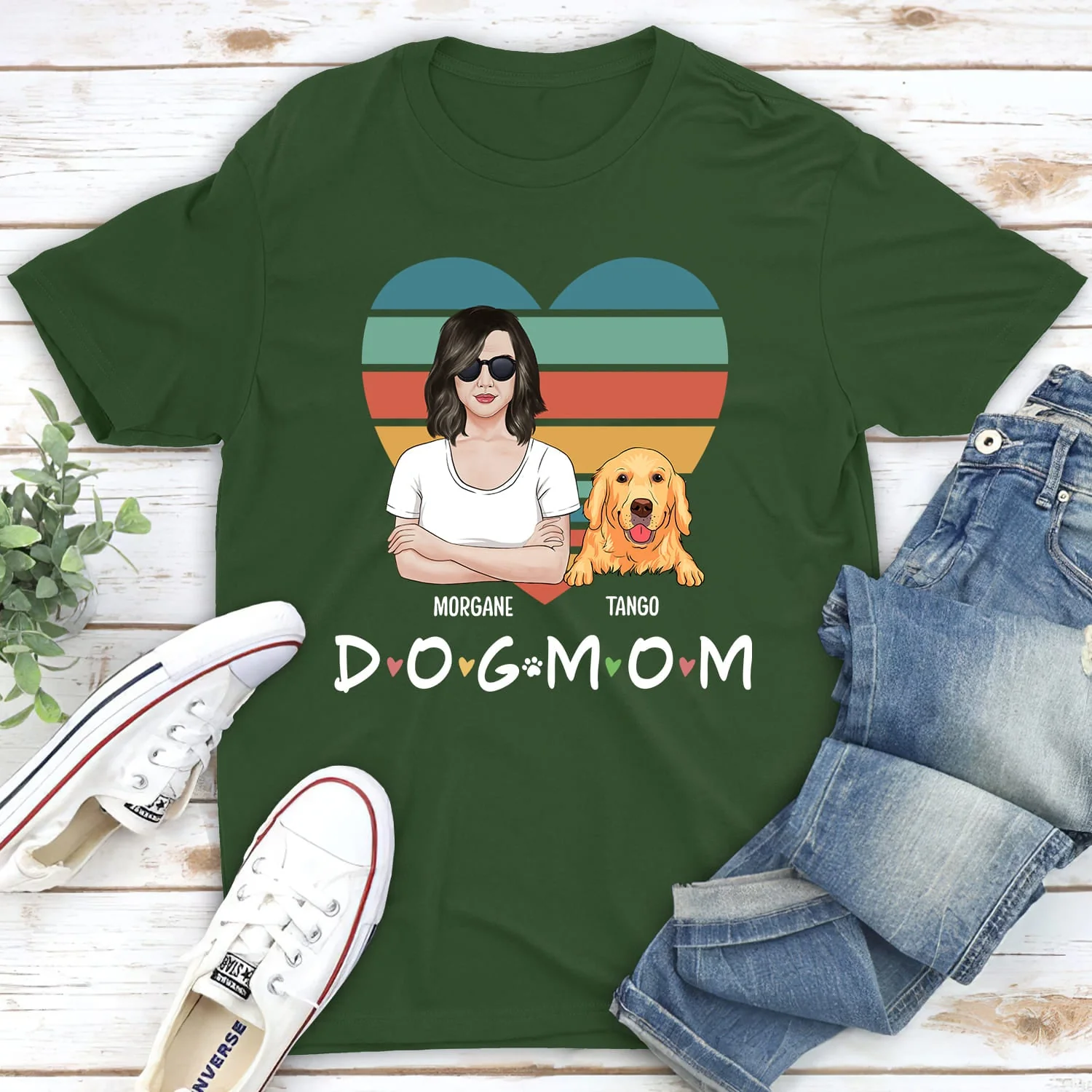 Dog Mom Sunset - Personalized Custom Unisex T-shirt - Image 4