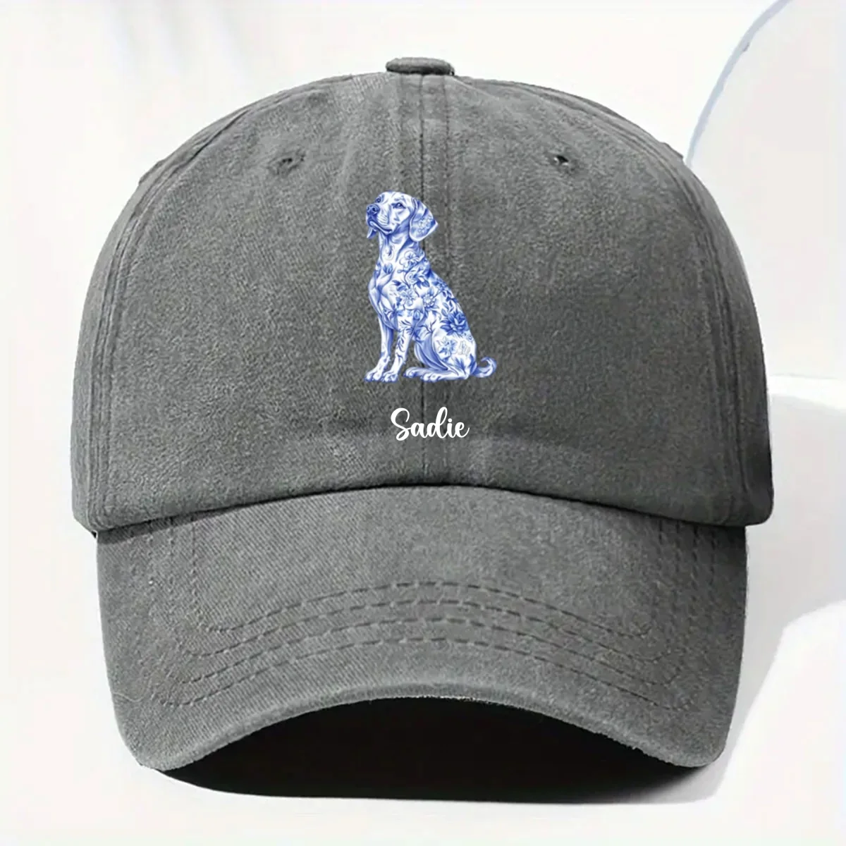 Dog Mom Toile De Jouy - Personalized Custom Vintage Washed Denim Cap - Image 7
