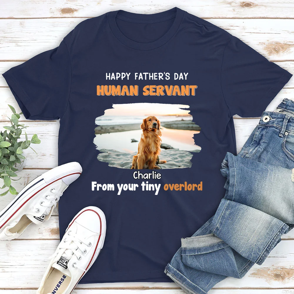 Dog Overlord And Human Servant Photo - Personalized Custom Long Sleeve T-Shirt - Image 2