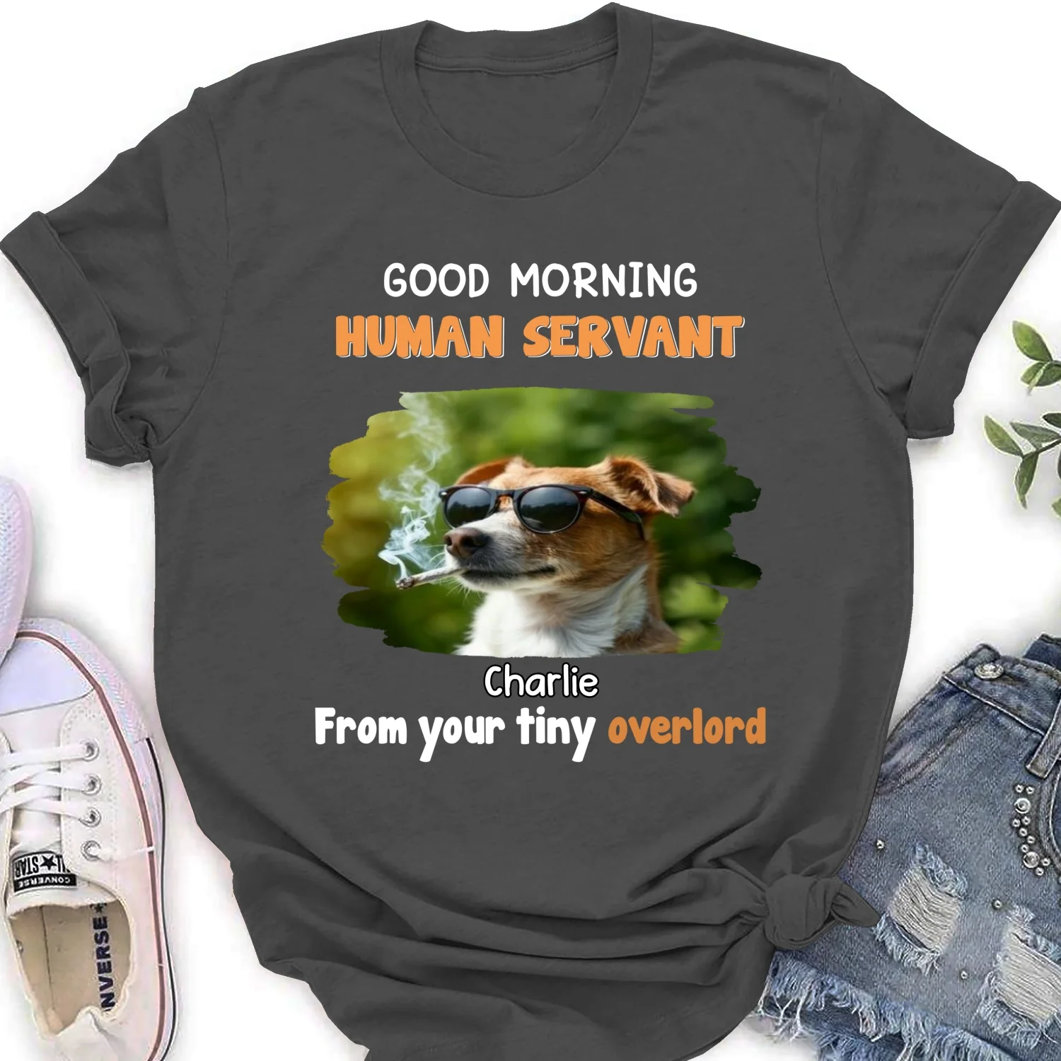 Dog Overlord And Human Servant Ver 2 Photo - Personalized Custom Women's T-Shirt - Image 9