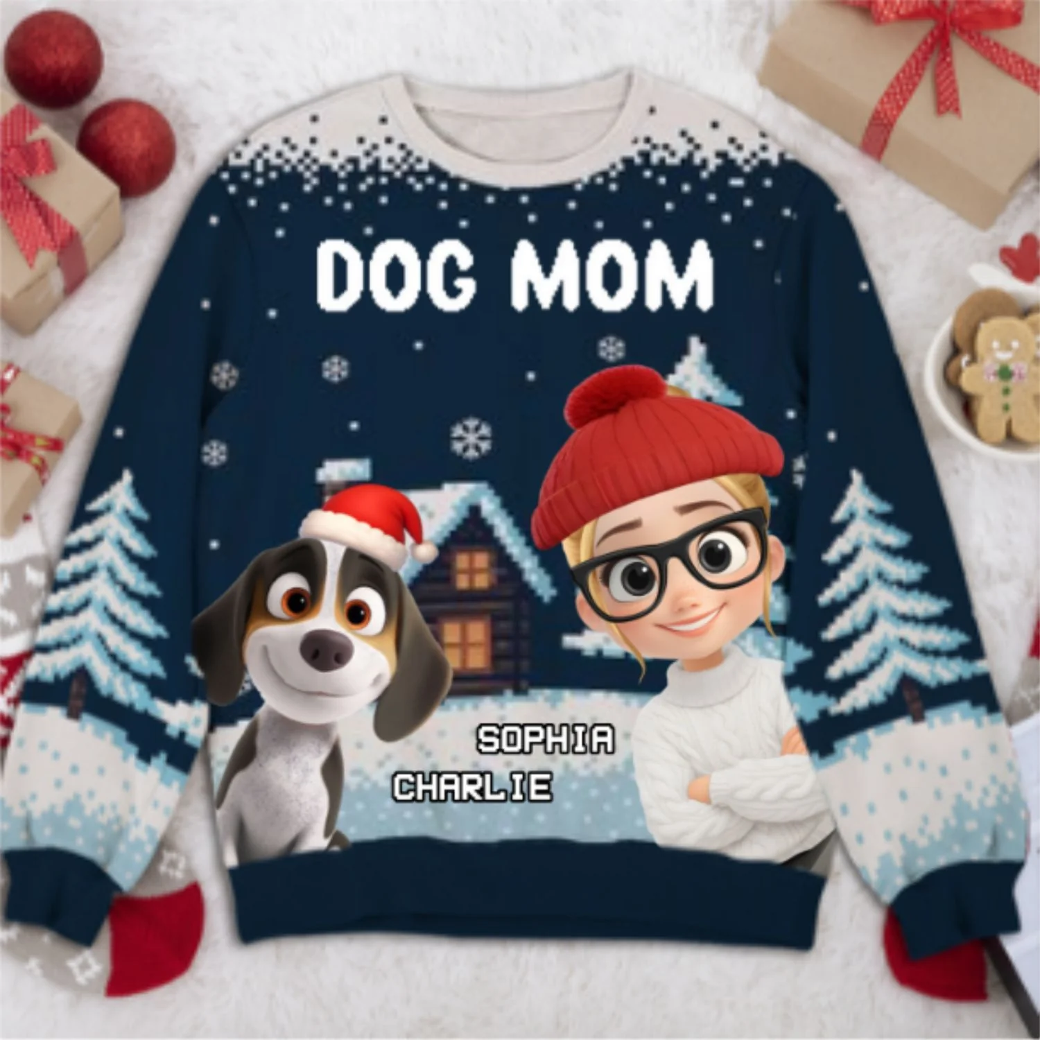 Dog Parents This Christmas - Personalized Custom All-Over-Print Sweatshirt - Image 6