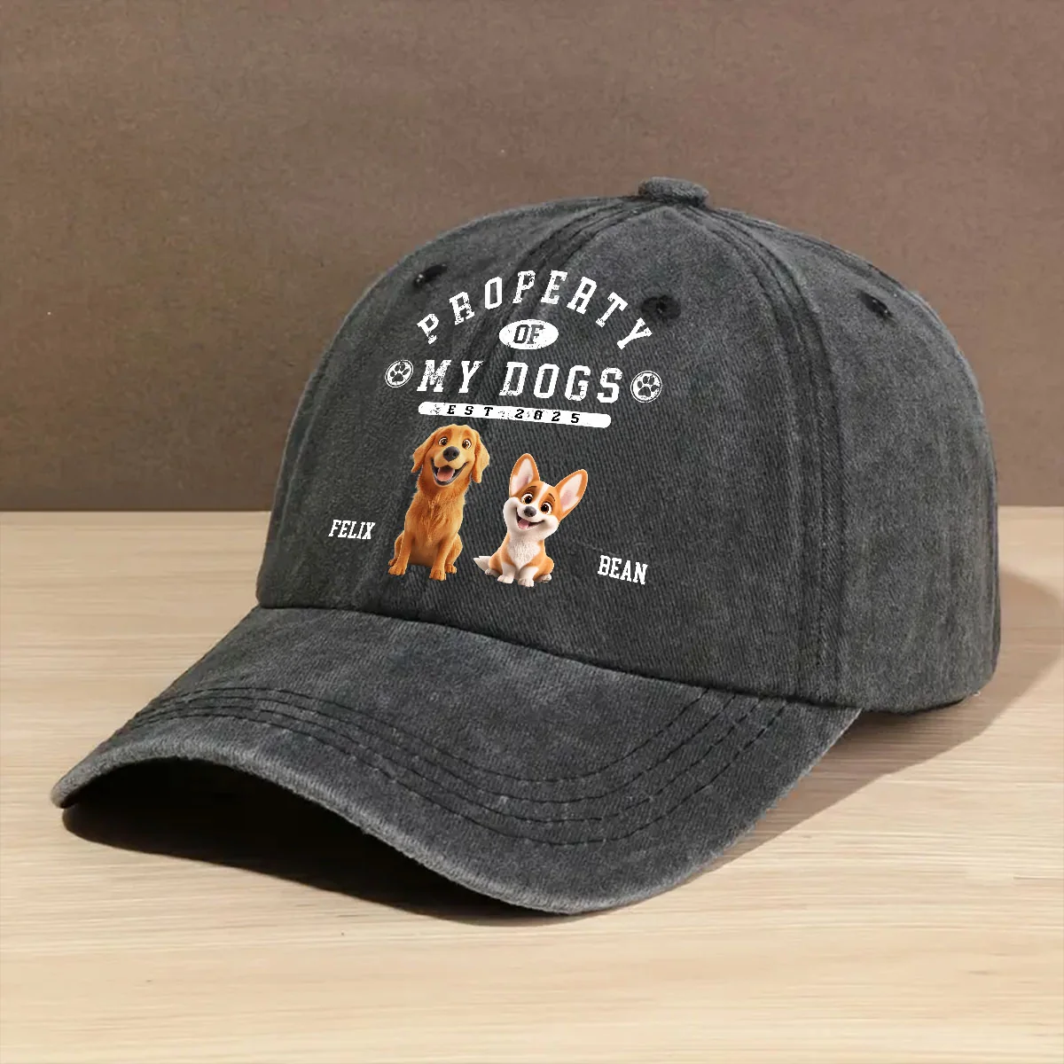 Dog Property - Personalized Custom Vintage Washed Denim Cap - Image 2