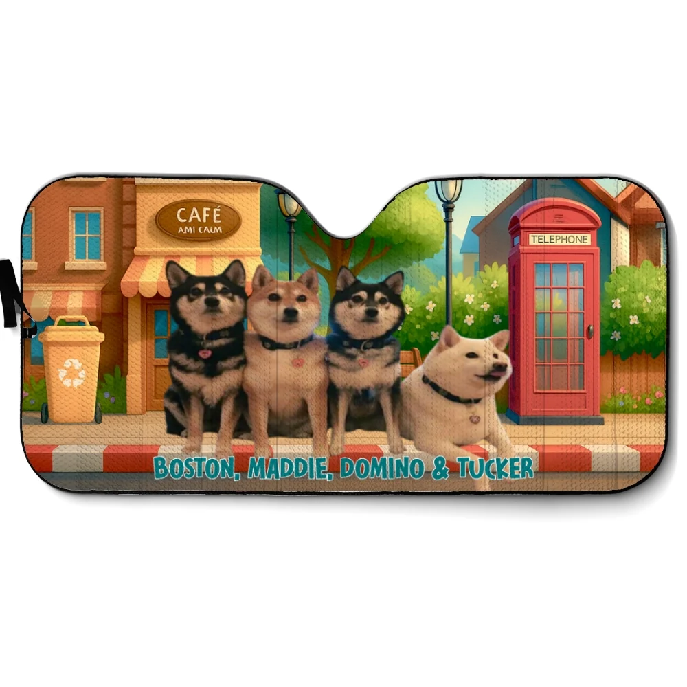 Dog Street Funny Photo - Personalized Custom Car Sunshade - Image 2