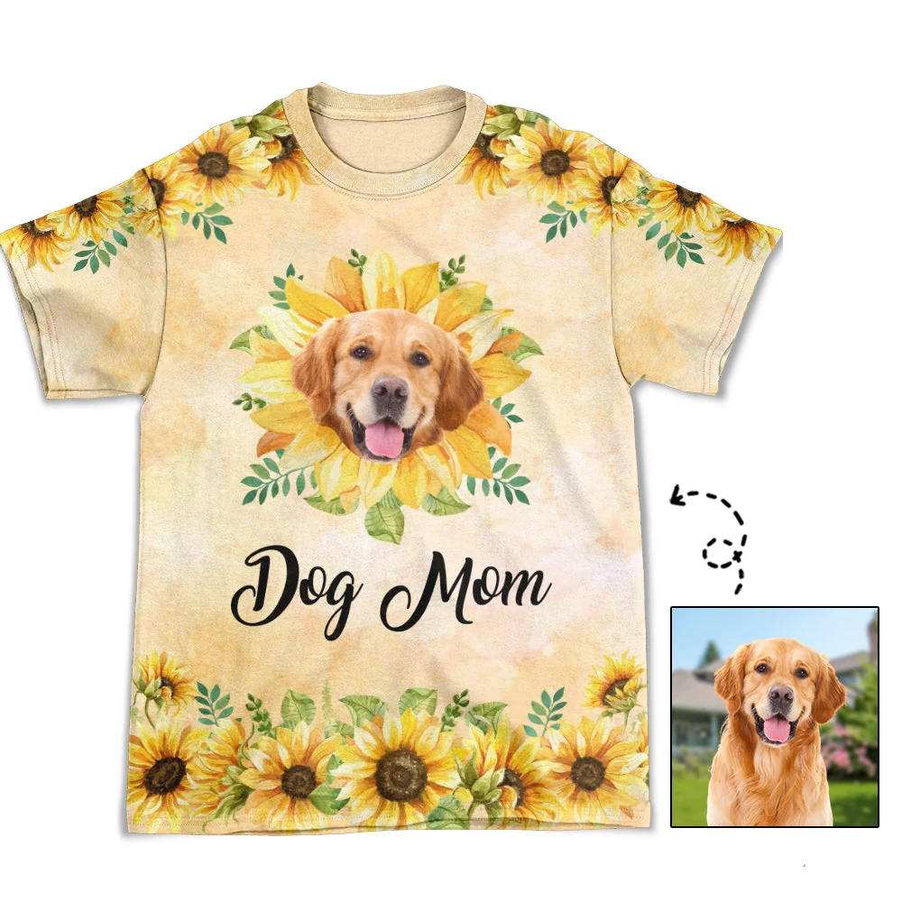 Dog Sunflower - Personalized Custom Photo All-over-print T-shirt