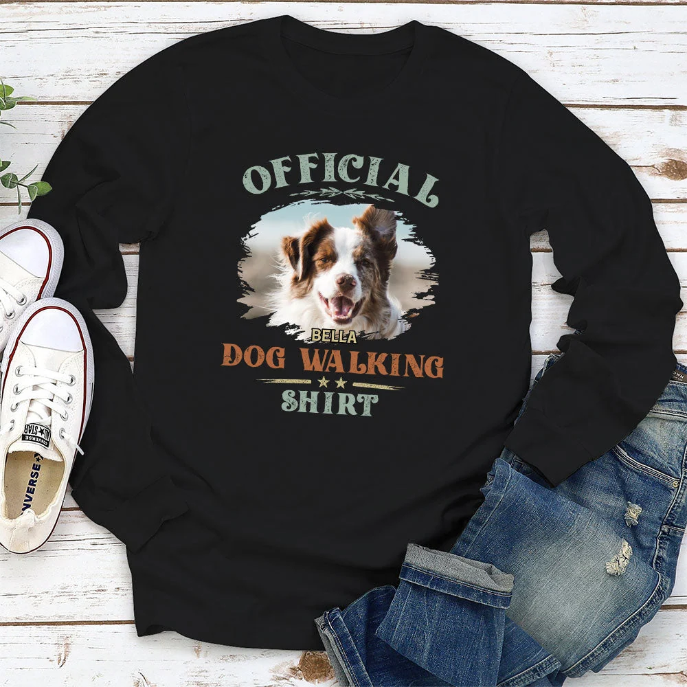 Dog Walking Shirt Vintage - Personalized Custom Long Sleeve T-shirt - Image 4