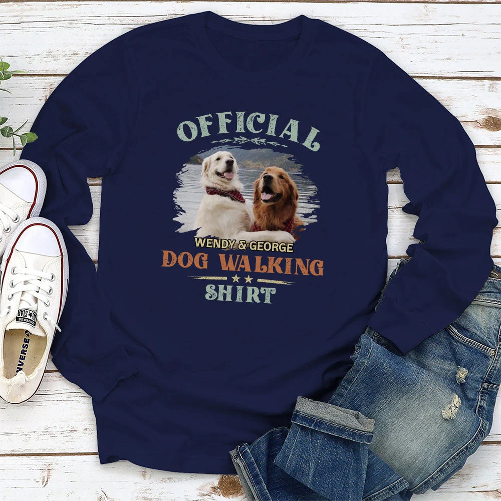 Dog Walking Shirt Vintage - Personalized Custom Long Sleeve T-shirt - Image 5