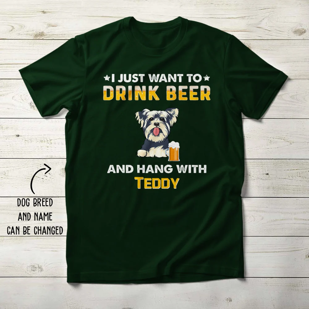 Drink Beer And Hang With Dog - Personalized Custom Unisex T-shirt - Image 4