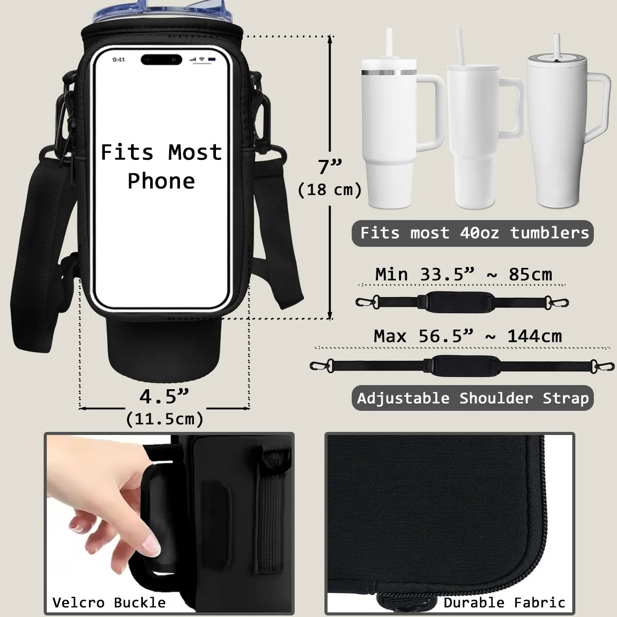 Drink Your Water Right Meow - Personalized Custom 40oz Water Bottle Carrier Bag - Image 7