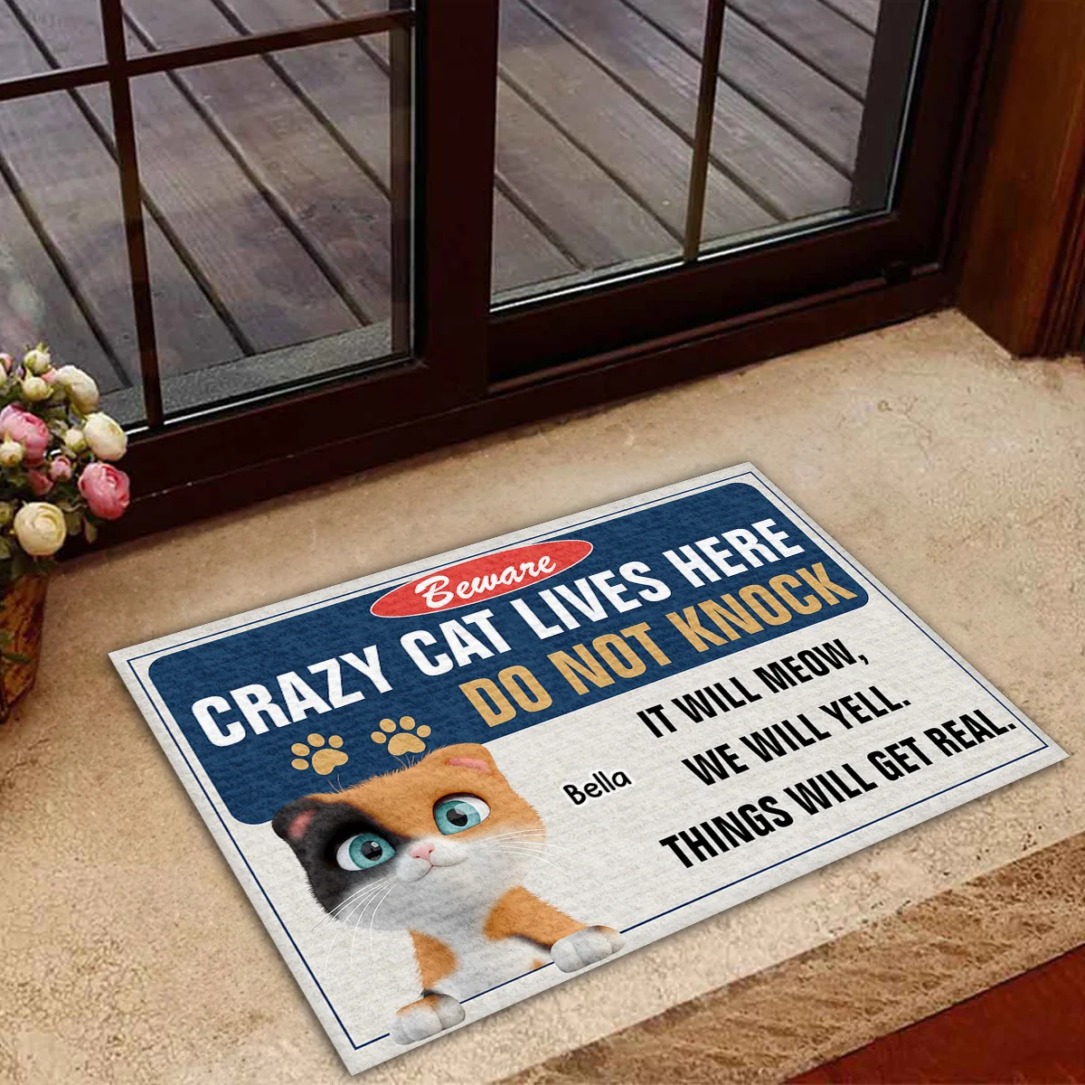 Enter At Your Own Risk Cat Version - Personalized Custom Doormat - Image 5
