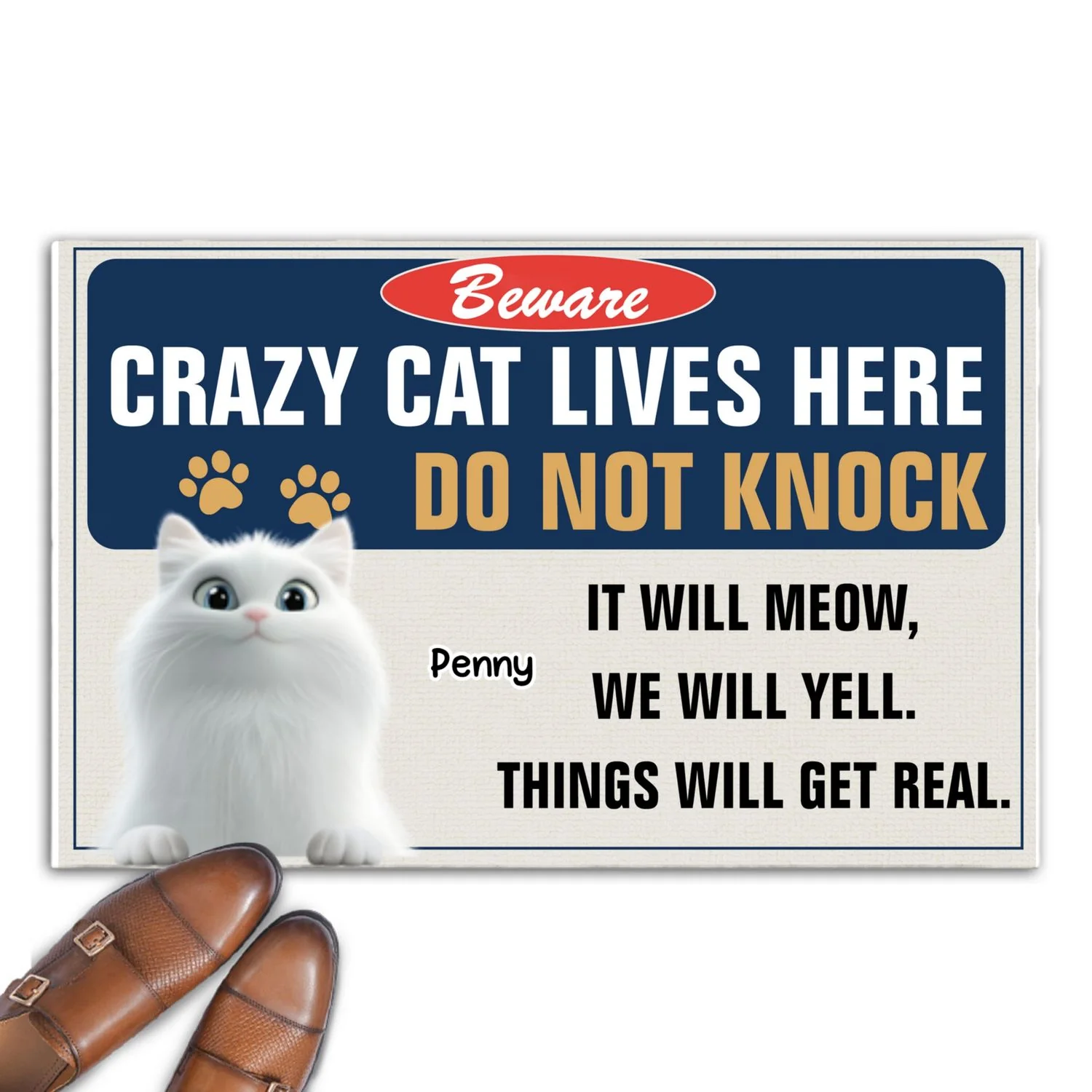 Enter At Your Own Risk Cat Version - Personalized Custom Doormat - Image 6
