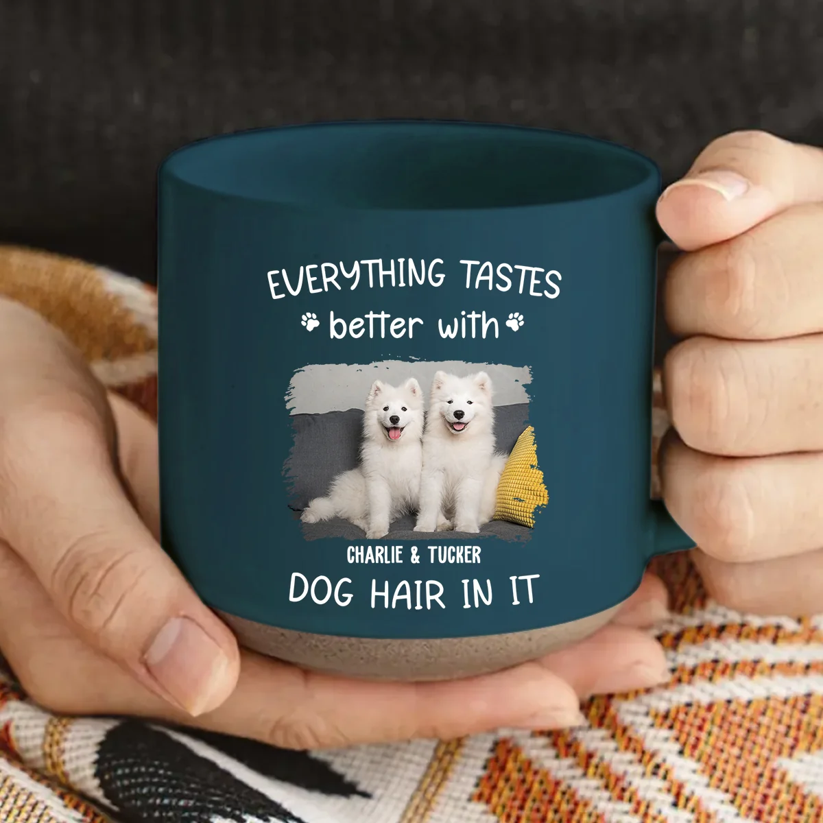Everything Taste Better With Dog Hair Photo - Personalized Custom Pottery Mug - Image 2