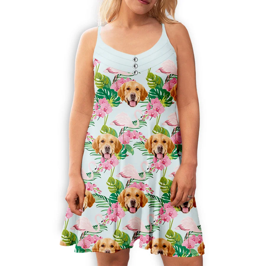 Face Cut Out Golden - Strap Dress