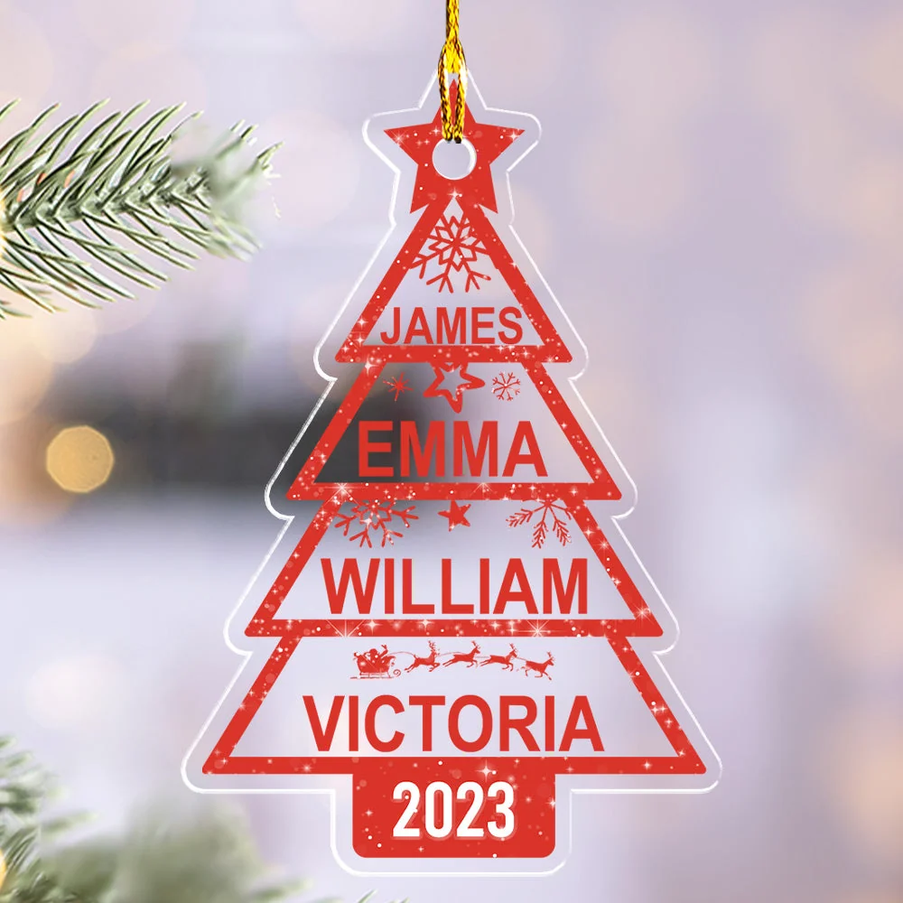 Family Christmas Tree - Personalized Custom Acrylic Ornament - Image 3