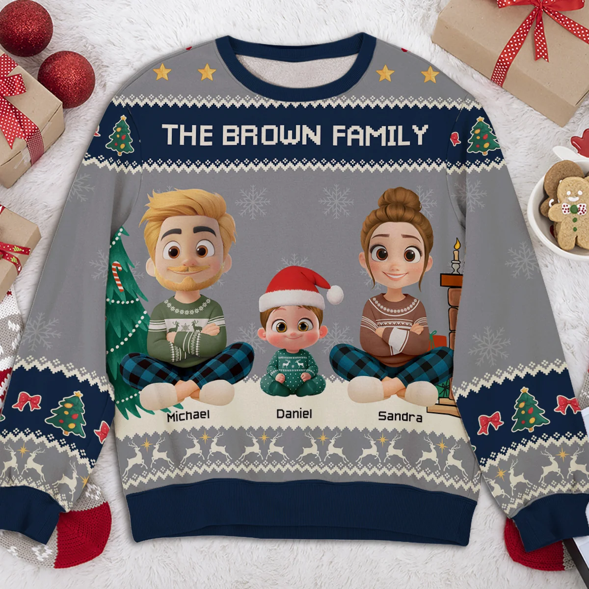 Family Dog Christmas - Personalized Custom All-Over-Print Sweatshirt - Image 4
