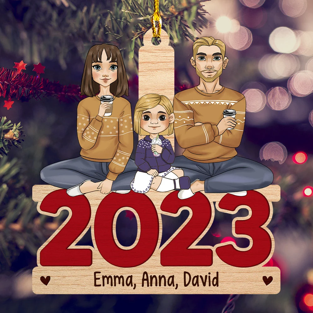 Family Together 2023 - Personalized Custom 1-layered Wood Ornament - Image 2