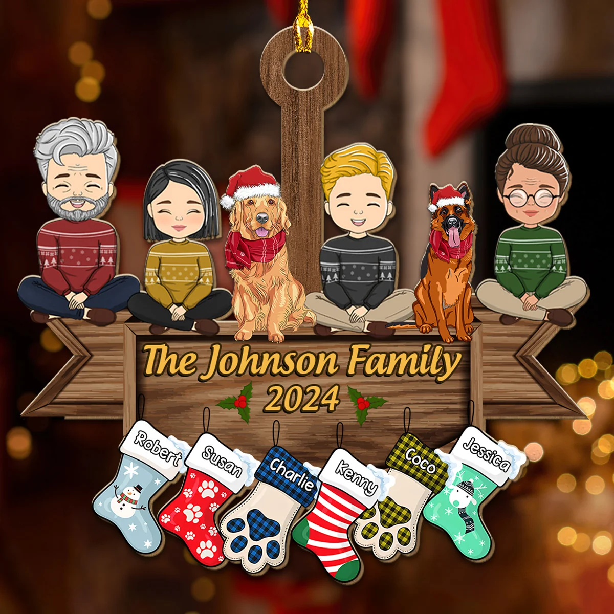Family Together On Holiday - Personalized Custom Wood Ornament - Image 3