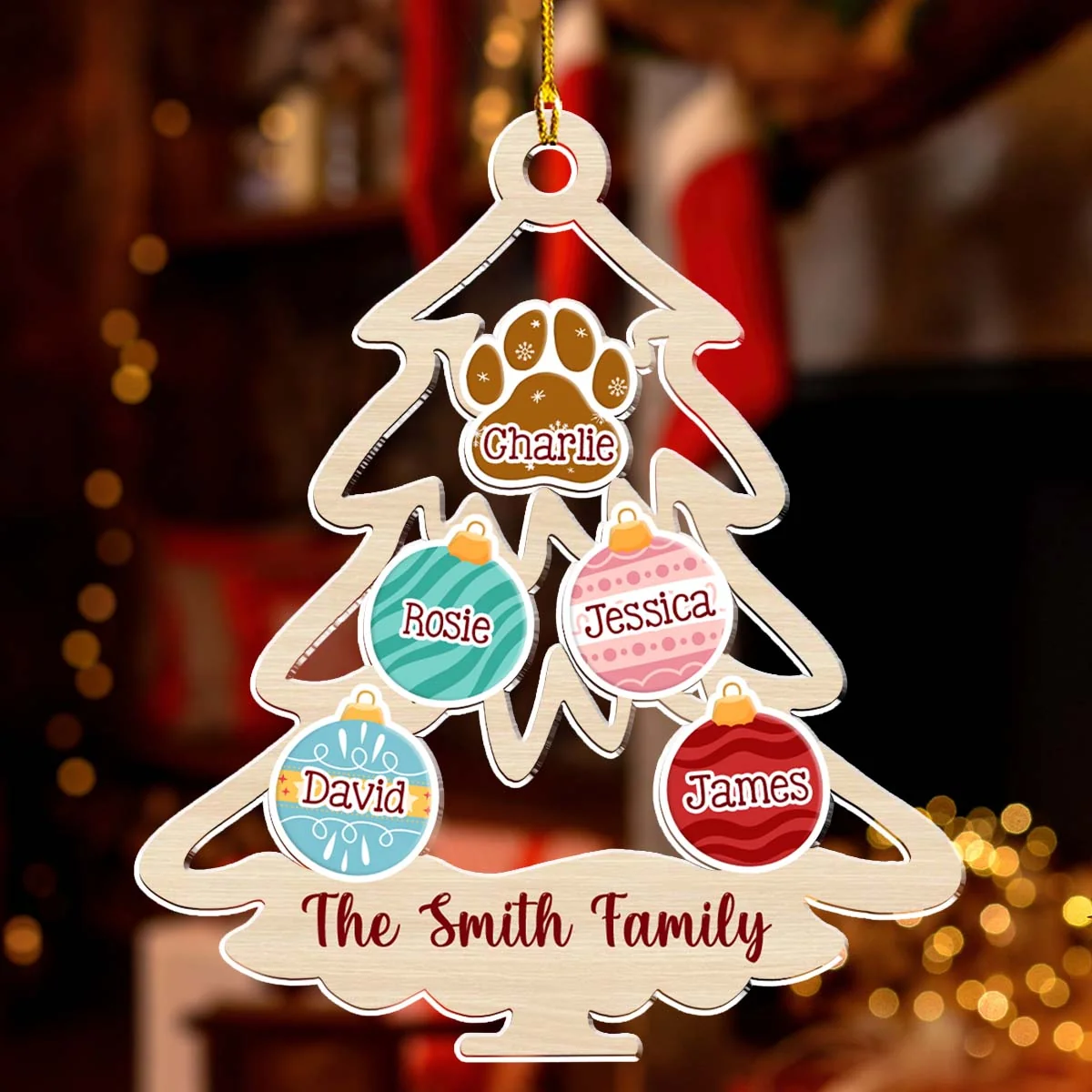 Family Tree Merry Christmas  - Personalized Custom Acrylic Ornament - Image 2