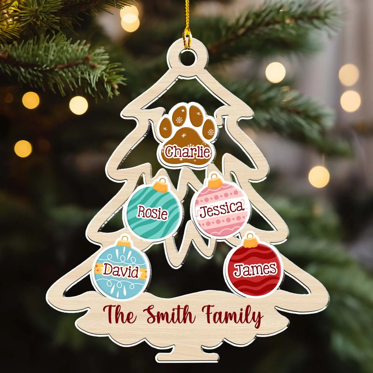 Family Tree Merry Christmas  - Personalized Custom Acrylic Ornament - Image 3