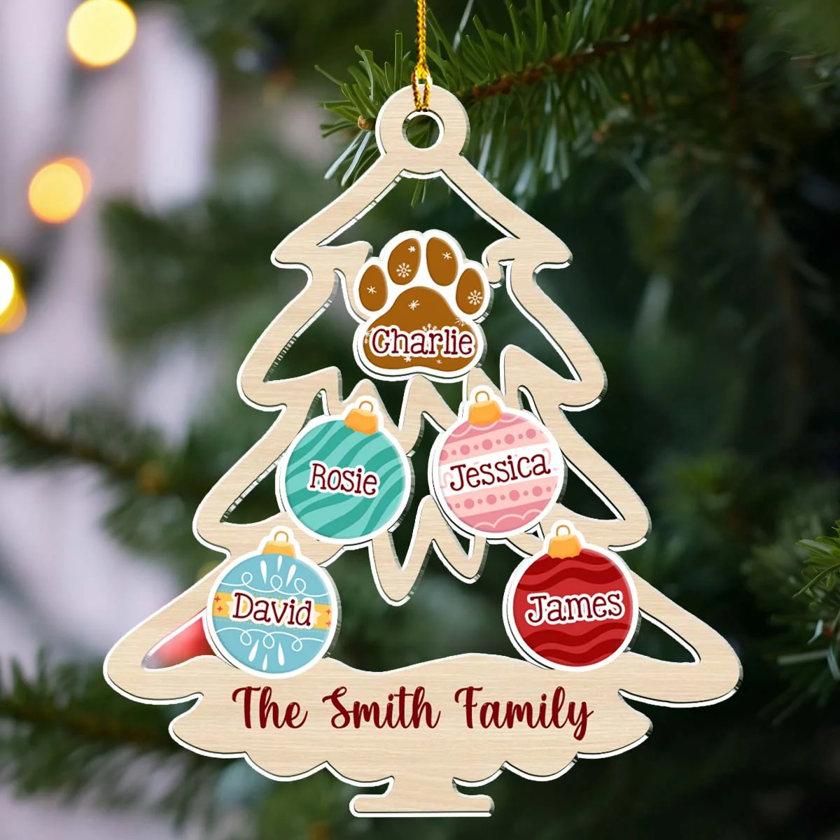 Family Tree Merry Christmas  - Personalized Custom Acrylic Ornament - Image 5