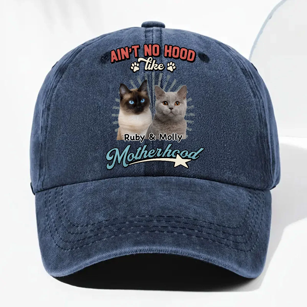 Fatherhood Motherhood Photo - Personalized Custom Vintage Washed Denim Cap - Image 5