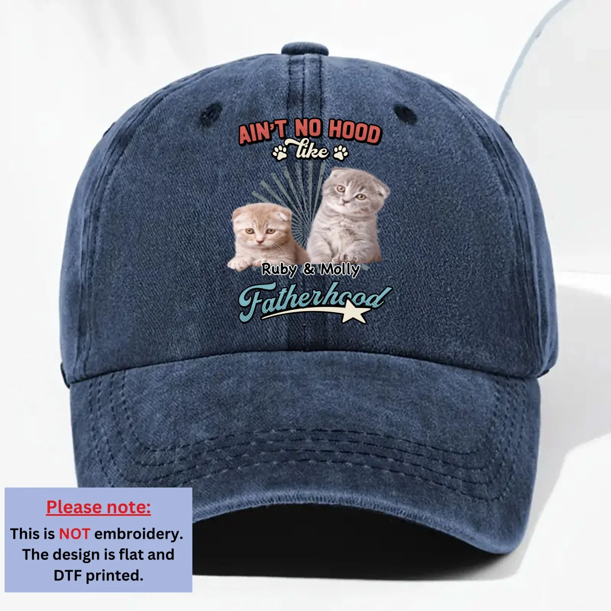 Fatherhood Motherhood Photo - Personalized Custom Vintage Washed Denim Cap - Image 9