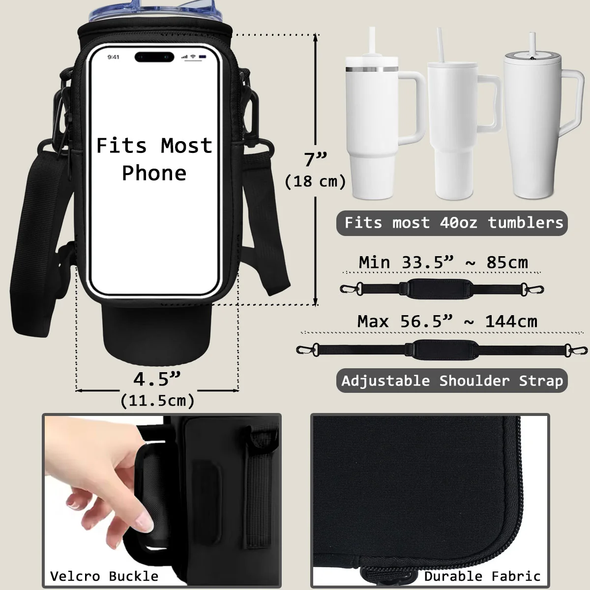 Favorite Hooman Cartoon - Personalized Custom 40oz Water Bottle Carrier Bag - Image 4
