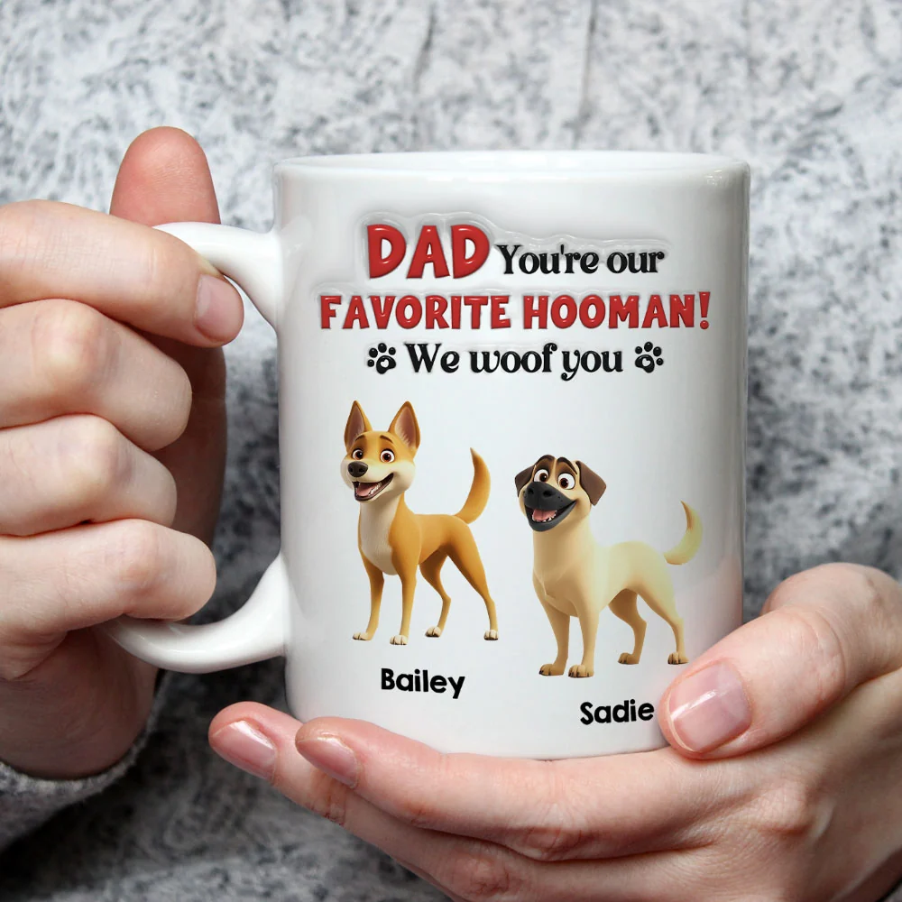 Favorite Hooman Dog Daddy - Personalized Custom 3D Inflated Effect Mug - Image 3
