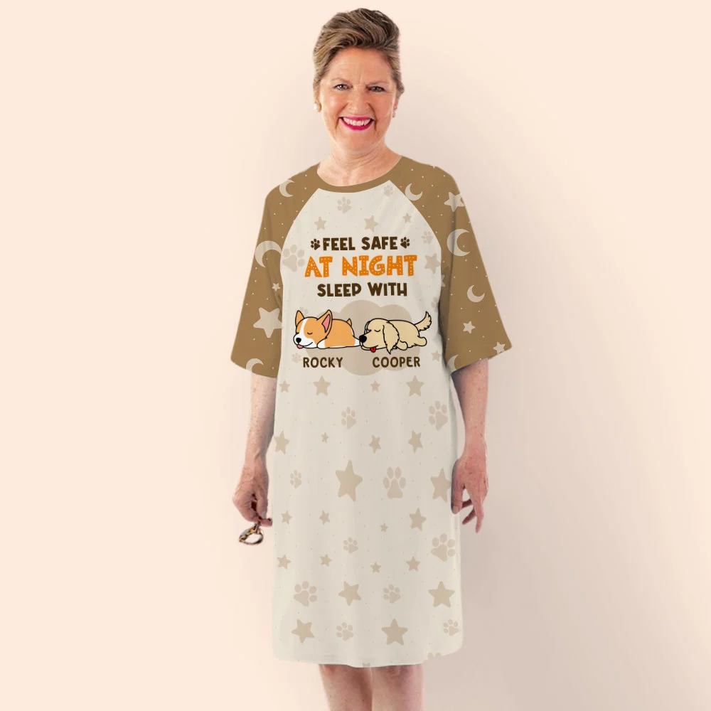 Feel Safe At Night - Personalized Custom 3/4 Sleeve Dress - Image 2