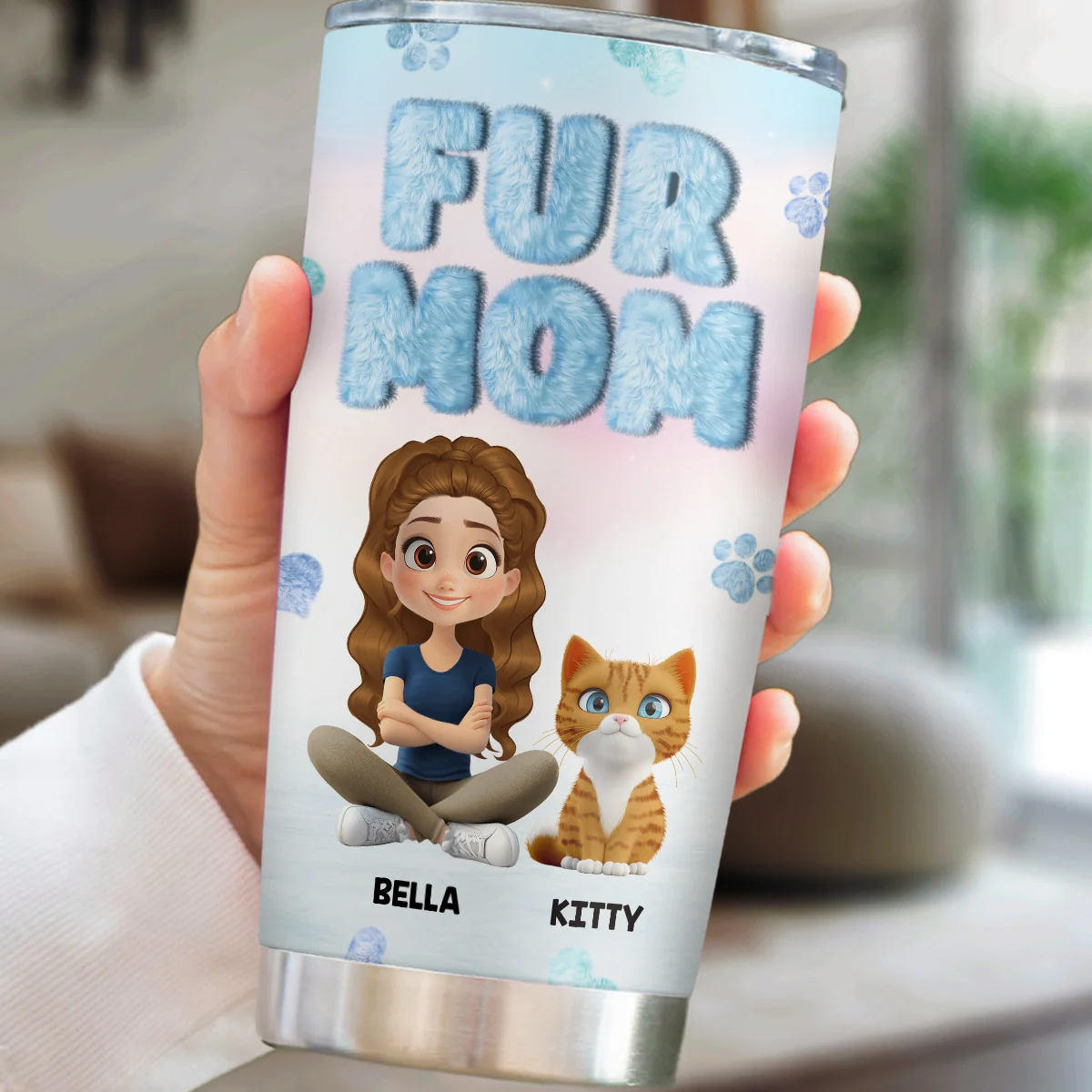 Fluffy Fur Mom - Personalized Custom Tumbler - Image 5