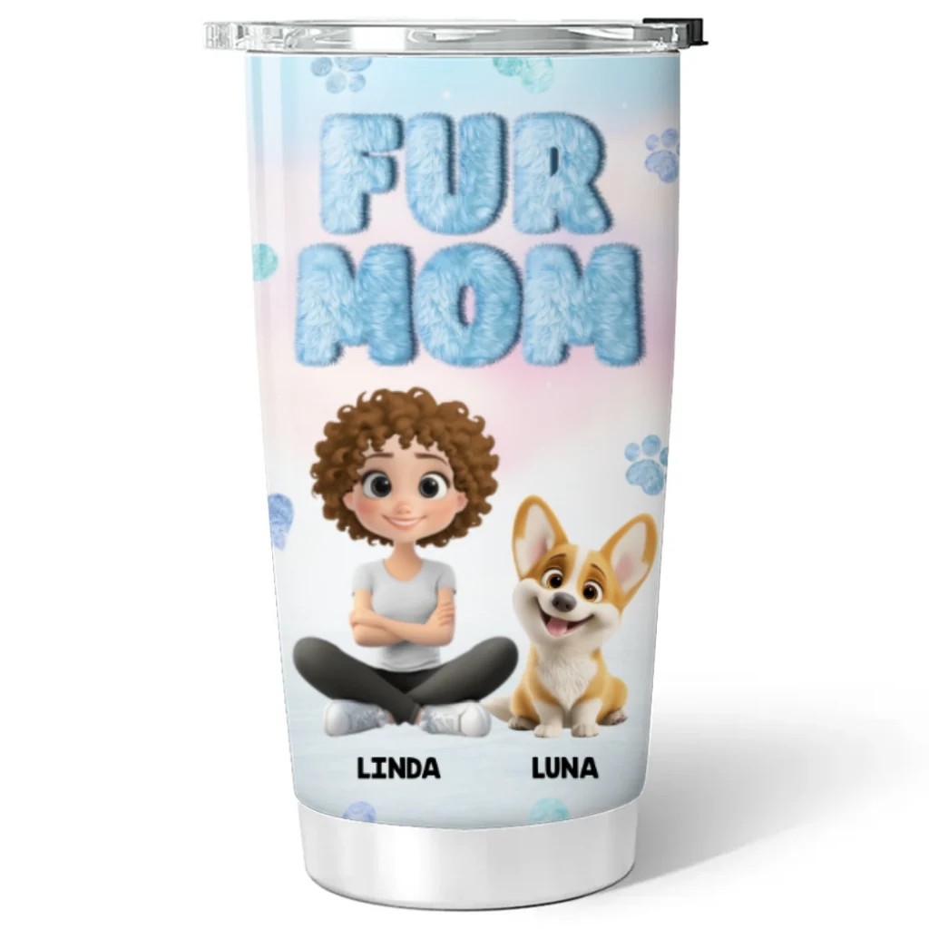 Fluffy Fur Mom - Personalized Custom Tumbler - Image 7