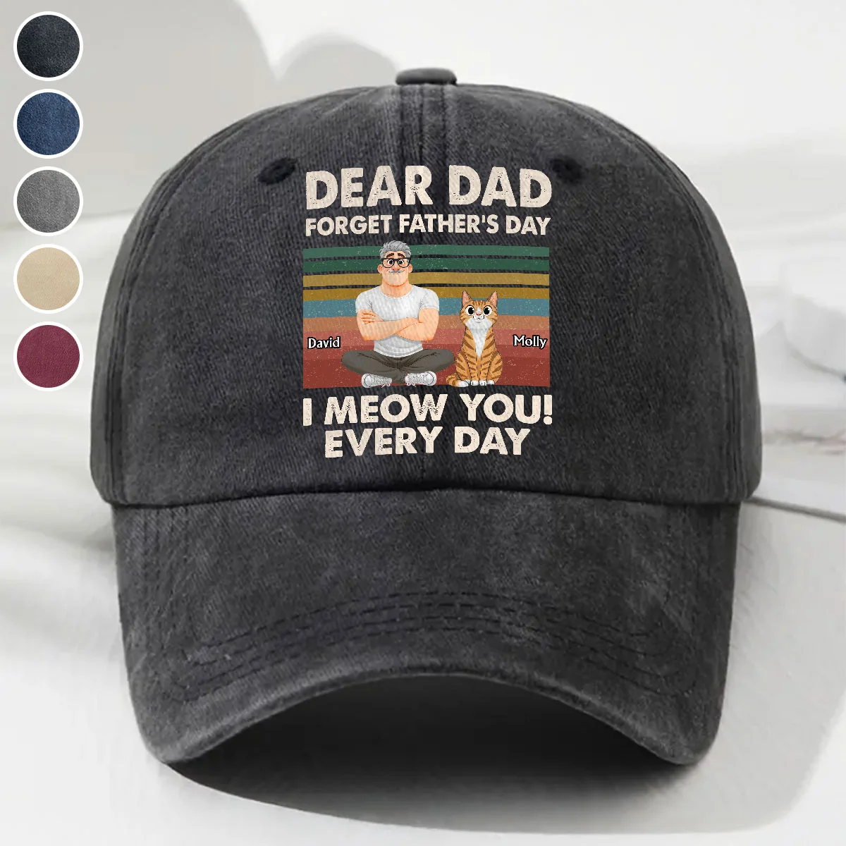Forget Fathers Day - Personalized Custom Vintage Washed Denim Cap