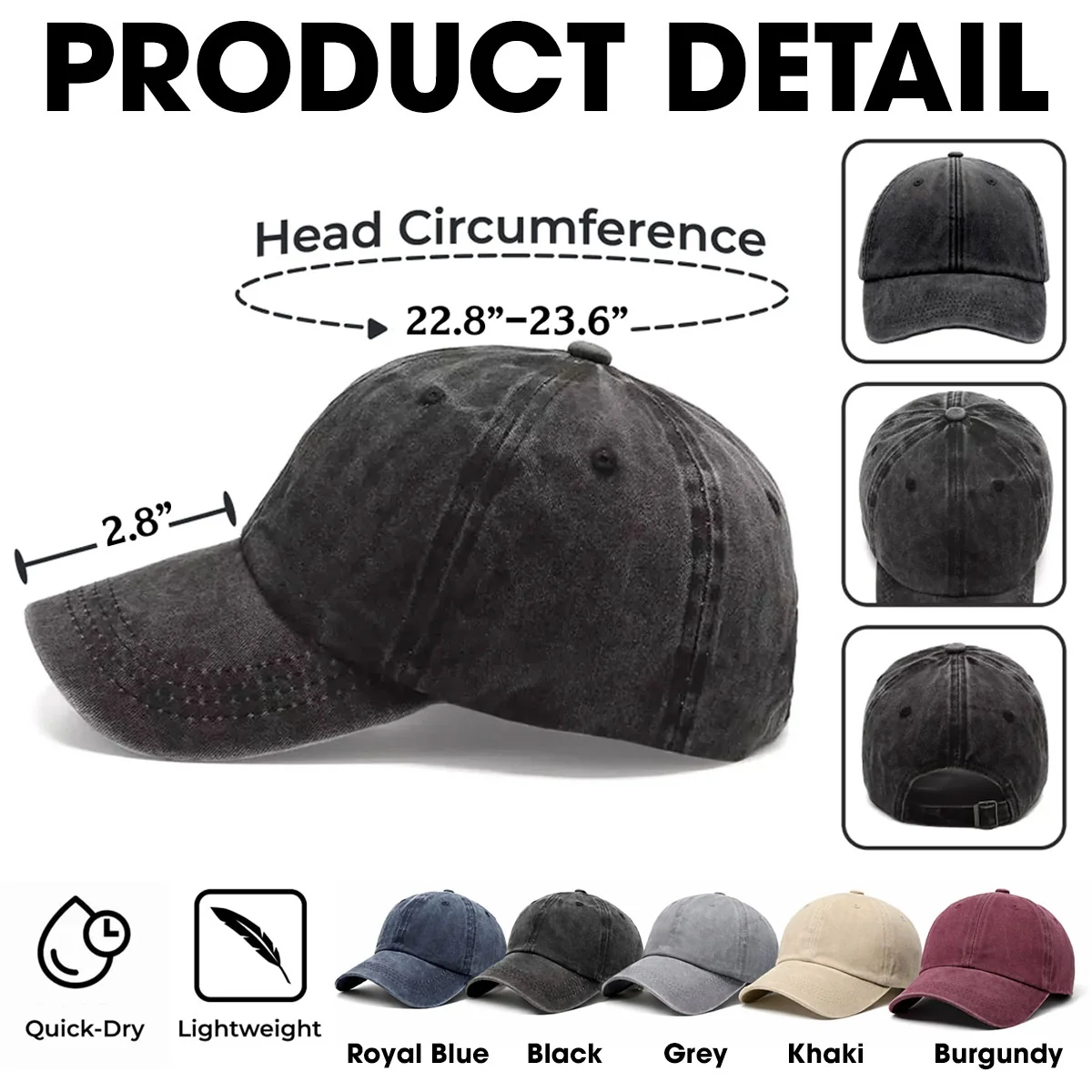 Forget Fathers Day - Personalized Custom Vintage Washed Denim Cap - Image 6