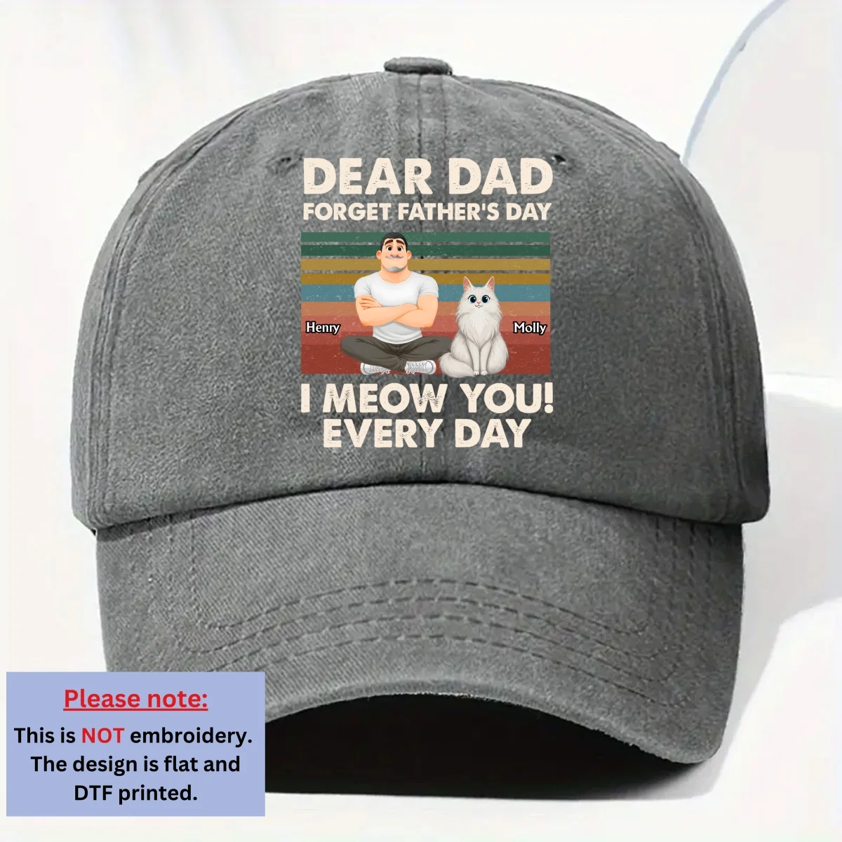 Forget Fathers Day - Personalized Custom Vintage Washed Denim Cap - Image 8