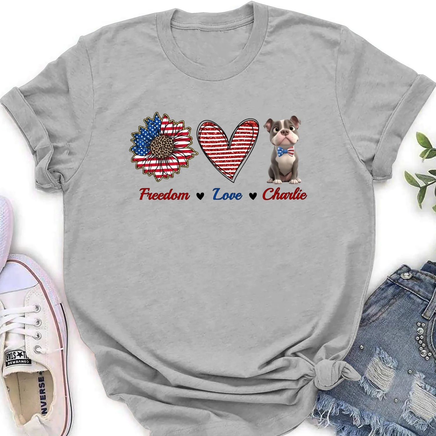 Freedom Love Dog - Personalized Custom Women's T-Shirt - Image 7