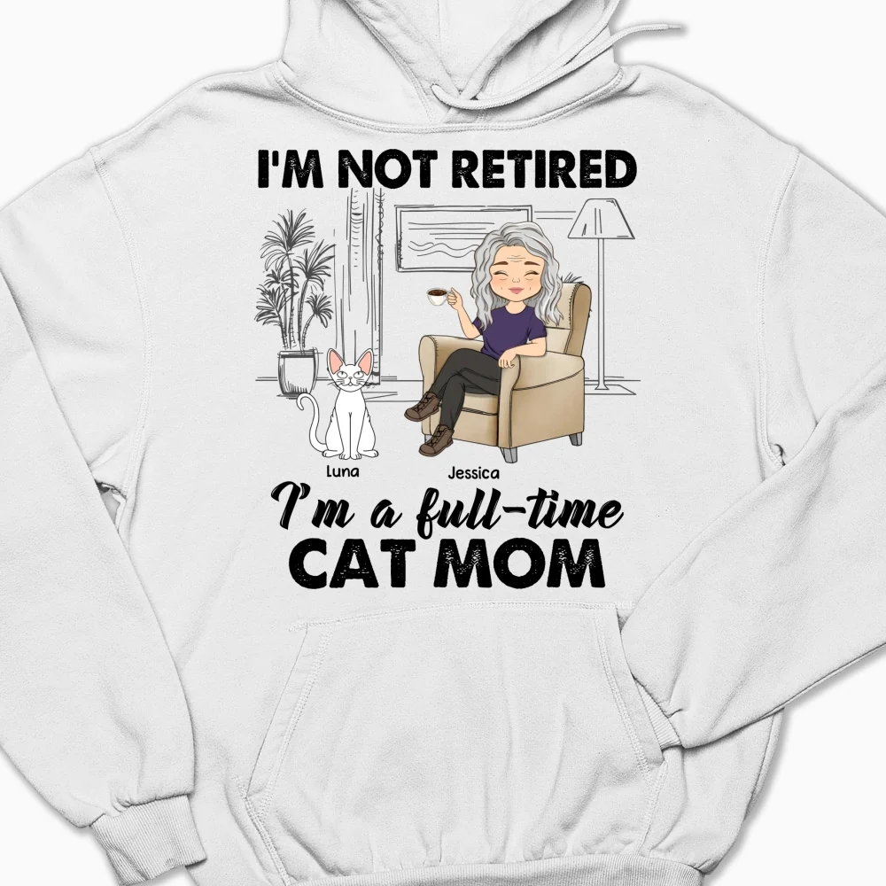 Full-time Cat Mom - Personalized Custom Hoodie - Image 6