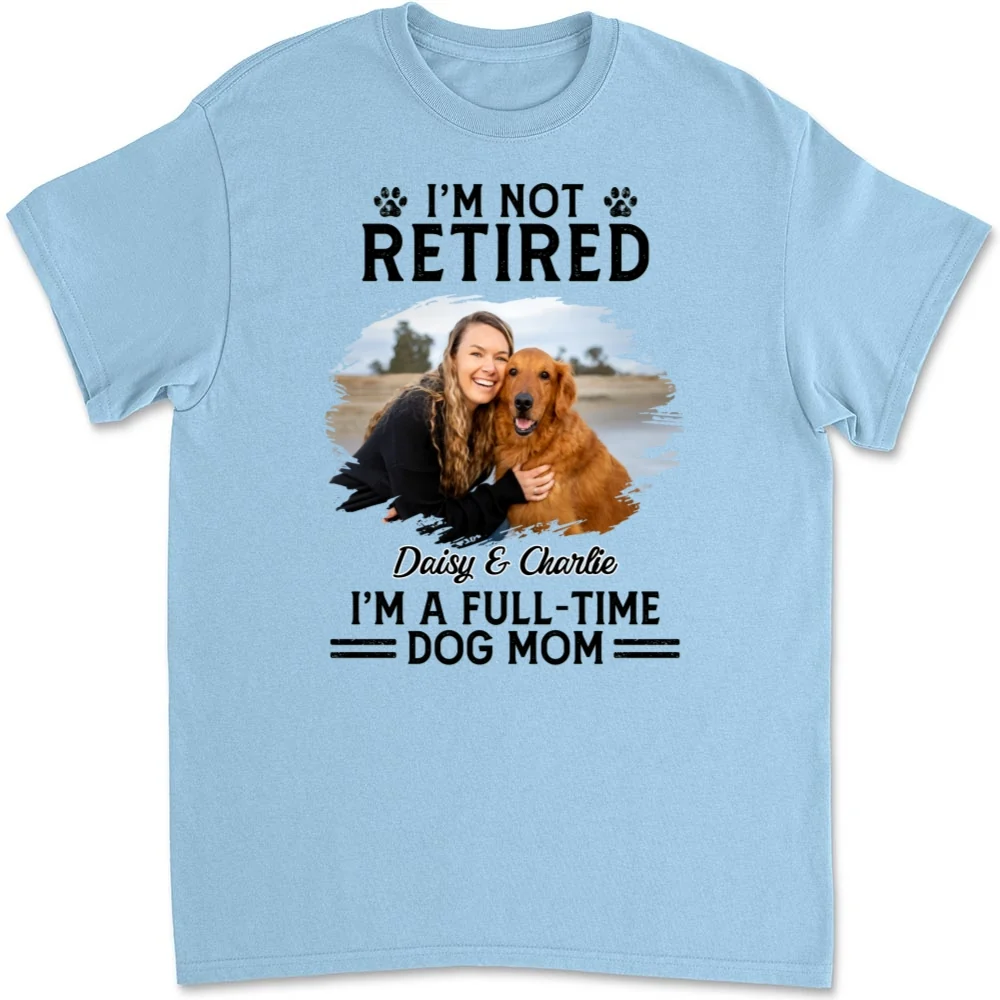 Full-Time Dog Cartoon Photo - Personalized Custom Unisex T-shirt - Image 5