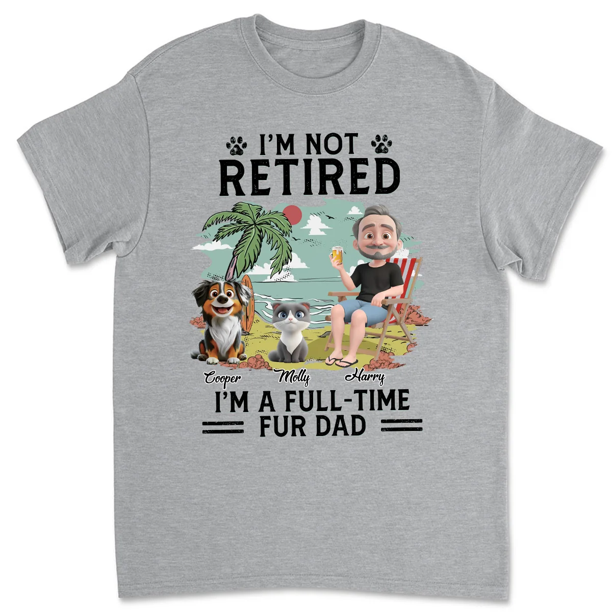 Full-Time Dog Fur Cartoon - Personalized Custom Unisex T-shirt - Image 5