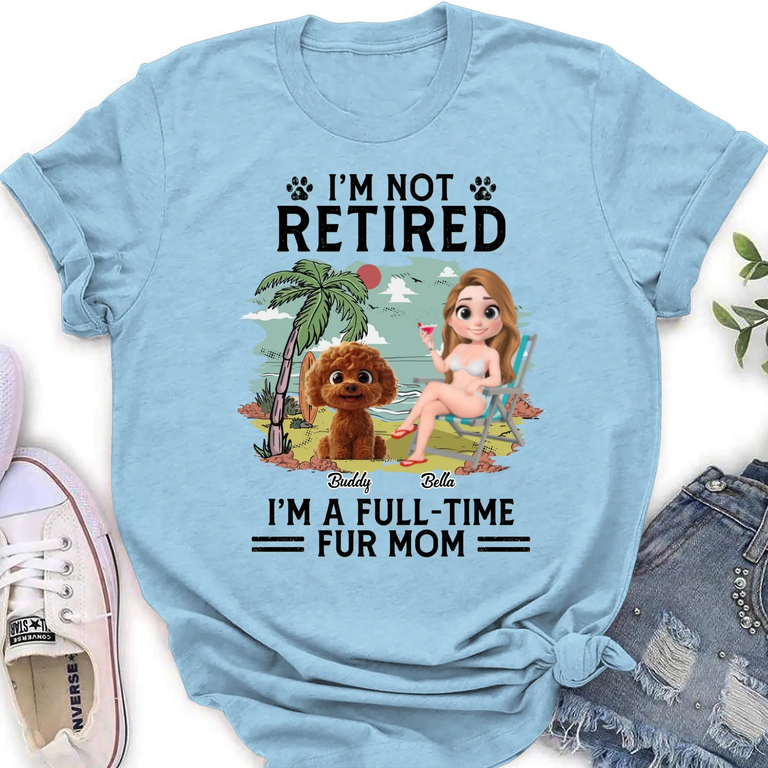 Full-Time Dog Fur Cartoon - Personalized Custom Women's T-Shirt - Image 8