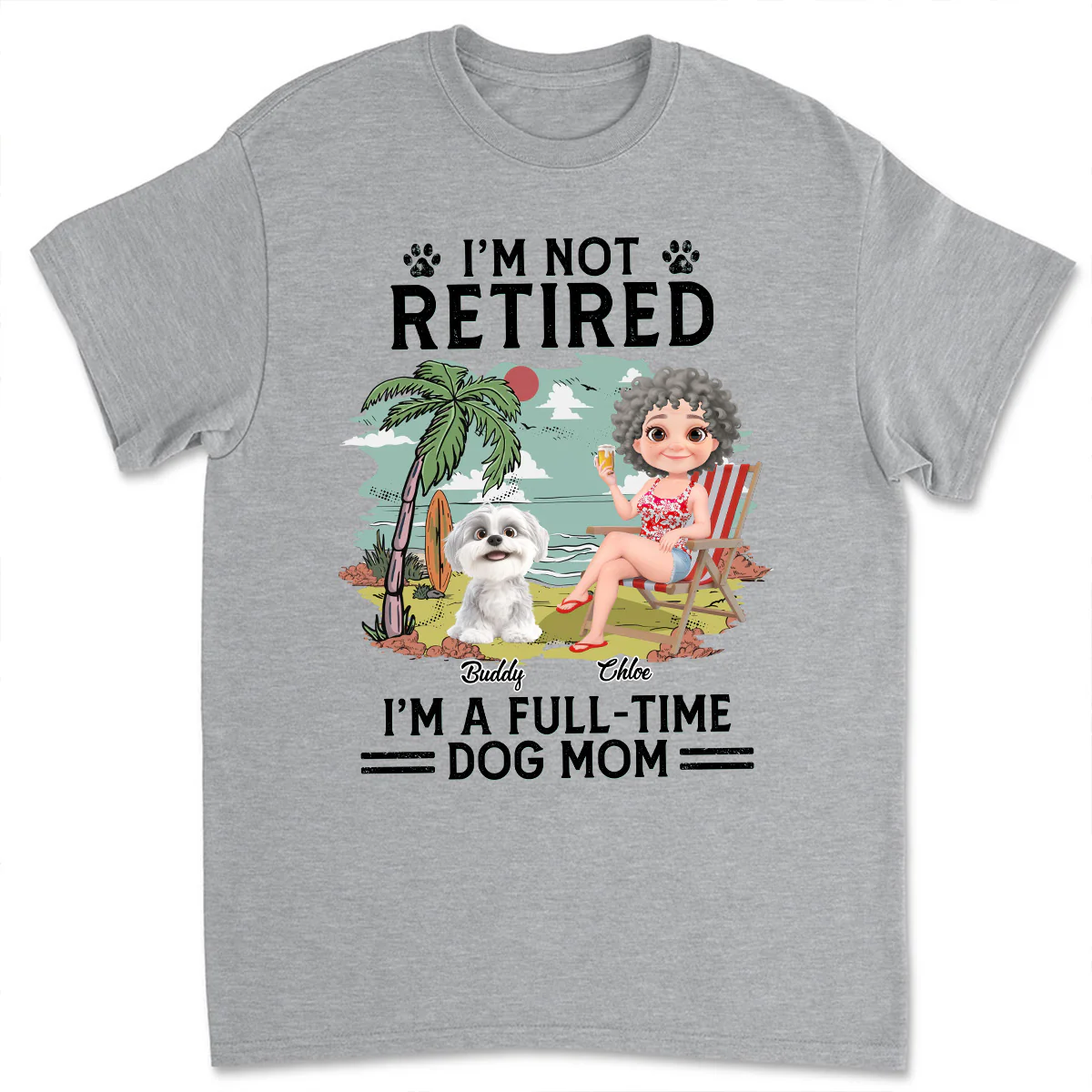 Full-time Dog Mom Dad Cartoon - Personalized Custom Unisex T-Shirt