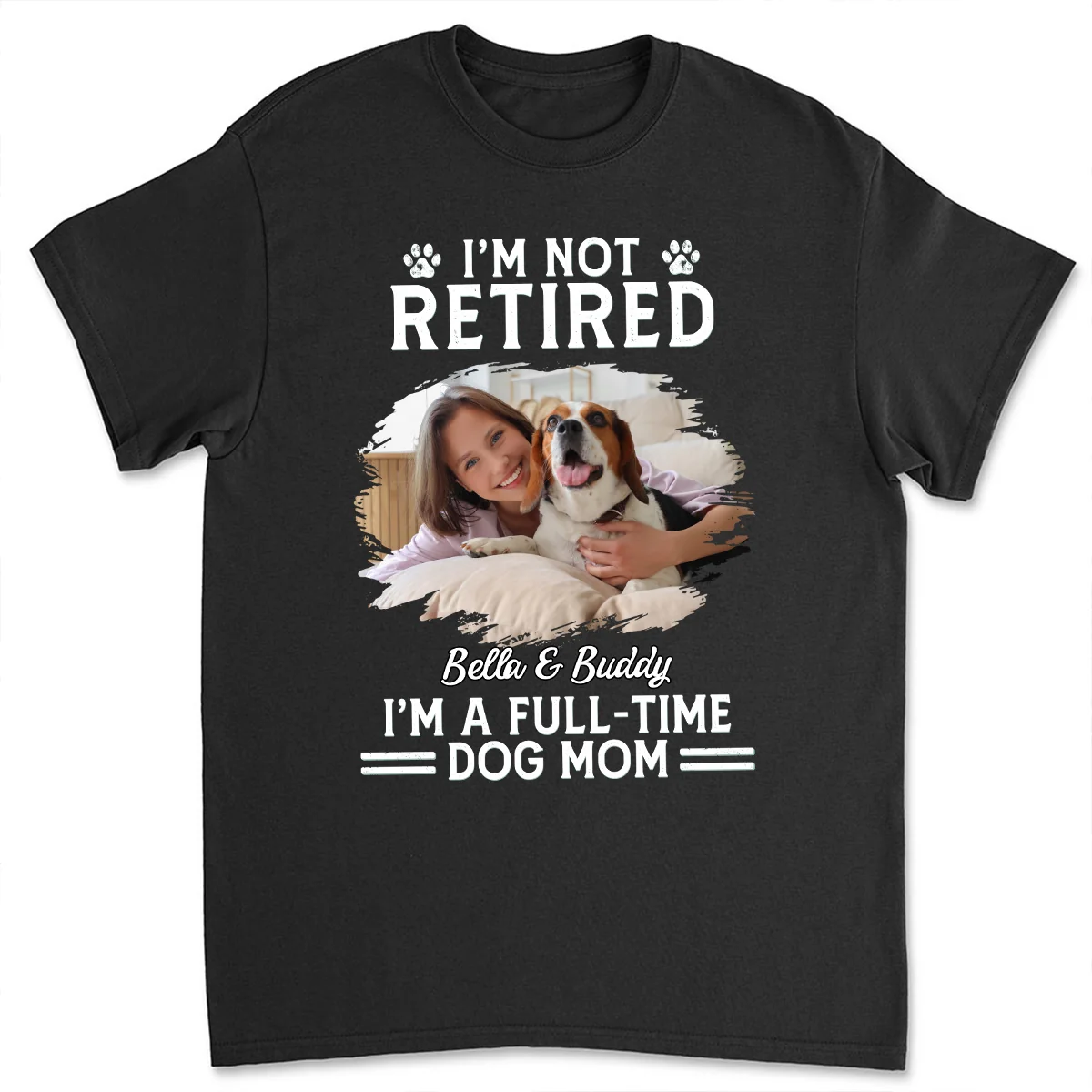 Full-Time Dog Mom Dad Cartoon Dark Version Photo - Personalized Custom Unisex T-Shirt