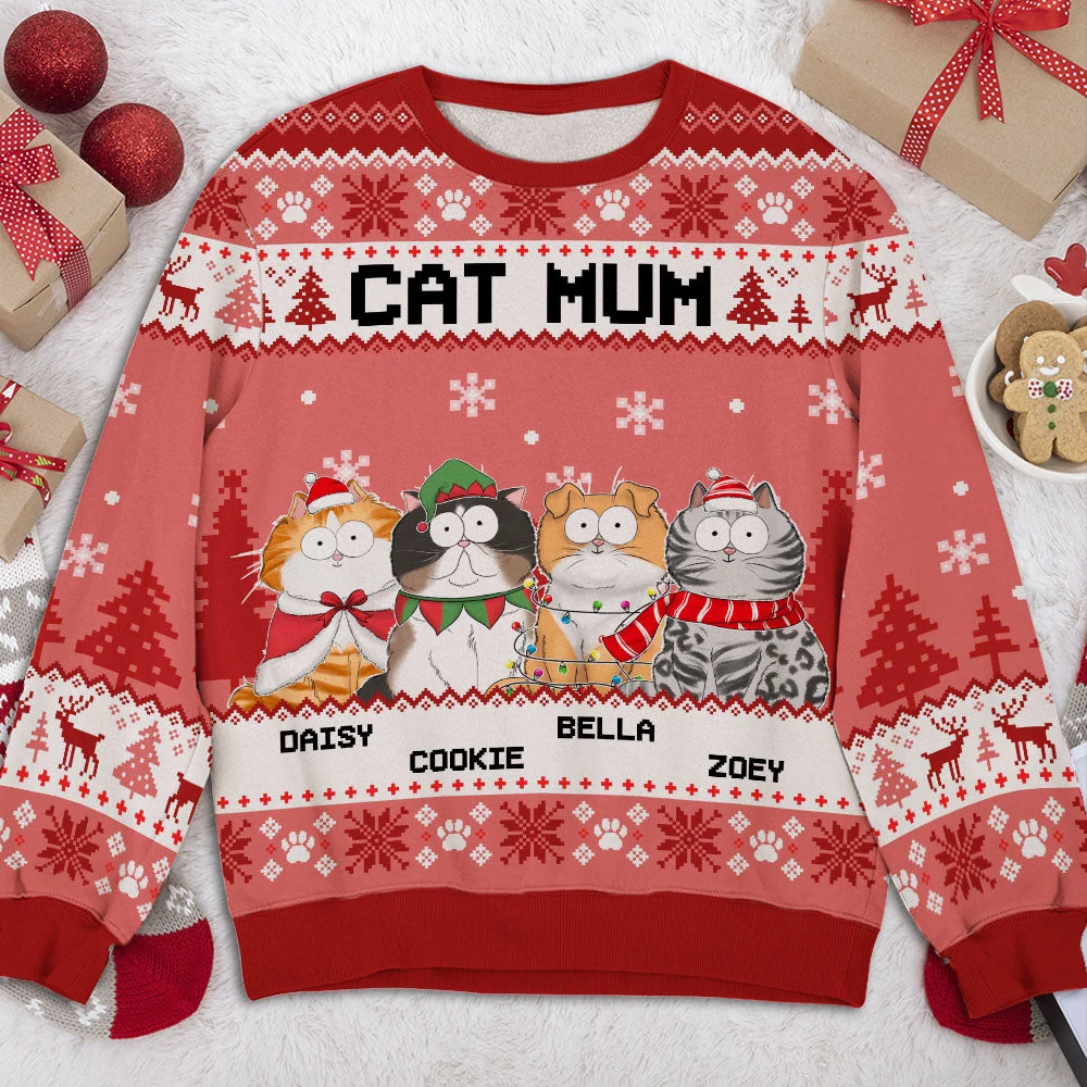 Funny Cat Mum - Personalized Custom All-Over-Print Sweatshirt - Image 4