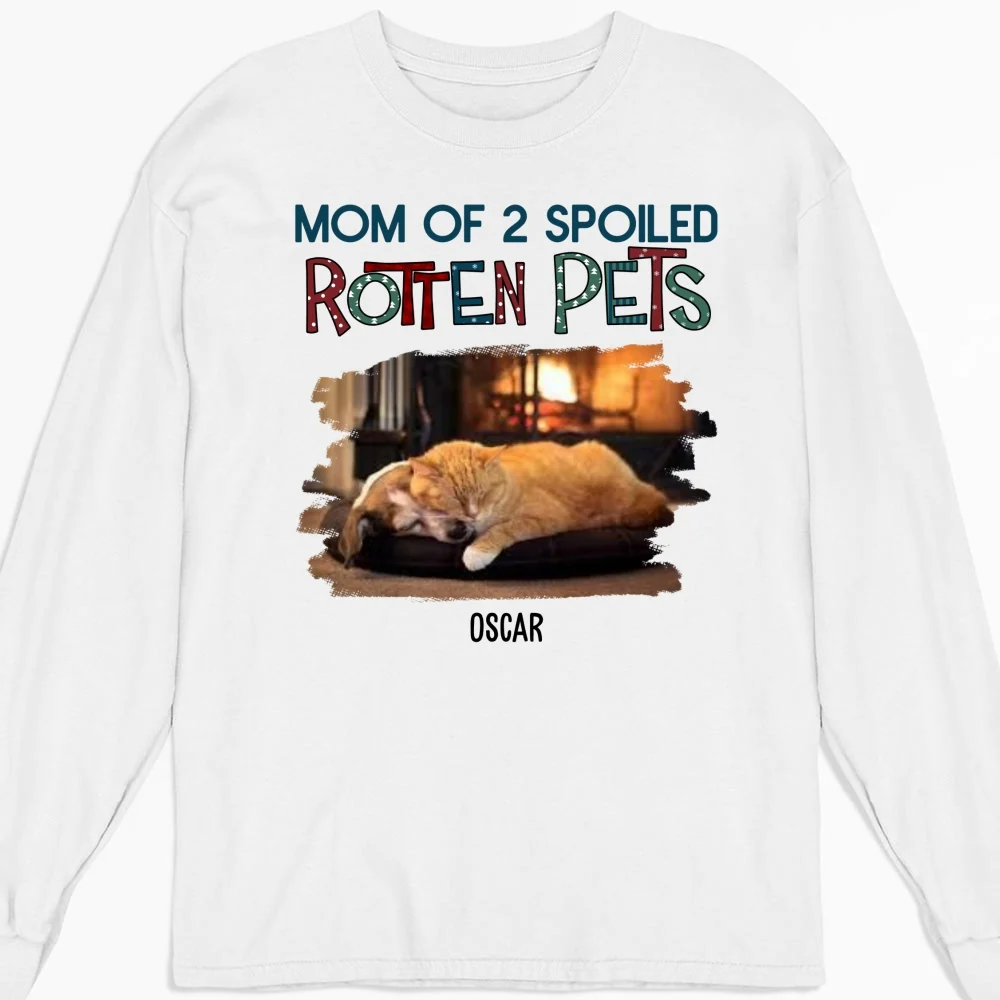 Funny Mom Dad Pet Christmas Photo - Personalized Custom Long Sleeve T-shirt - Image 4