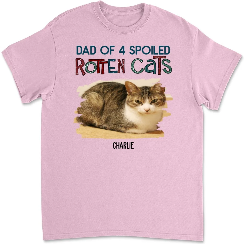 Funny Mom Dad Storybook Cat Photo - Personalized Custom Unisex T-Shirt - Image 5