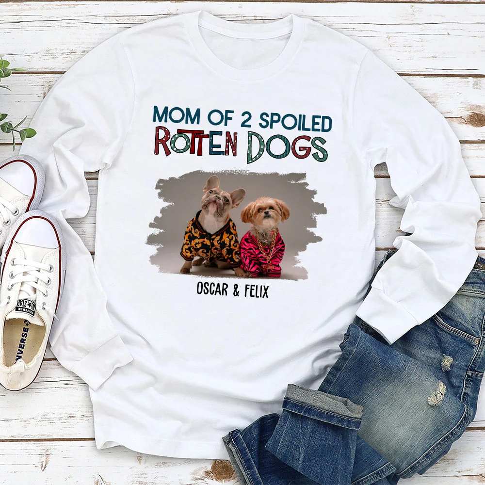 Funny Mom Dad Storybook Dog Photo - Personalized Custom Long Sleeve T-Shirt
