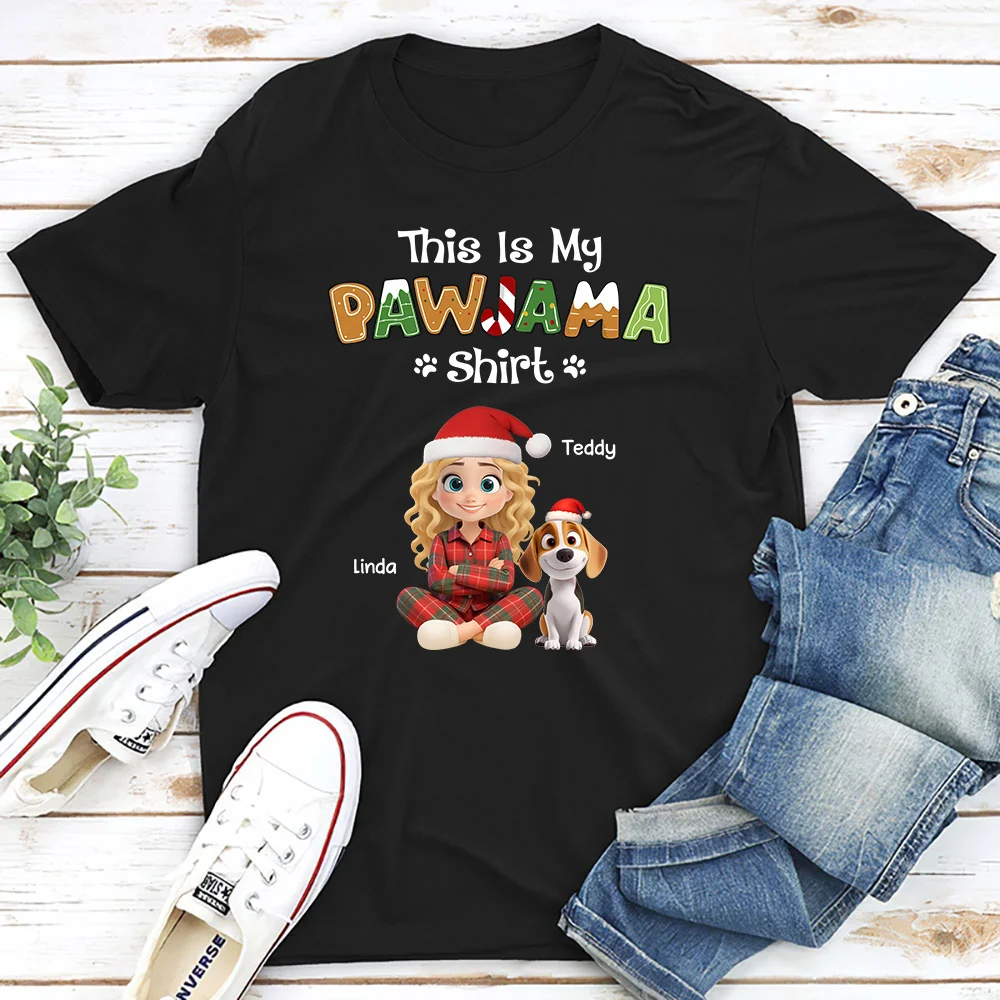 Funny Pawjama Shirt Cartoon - Personalized Custom Unisex T-shirt - Image 2