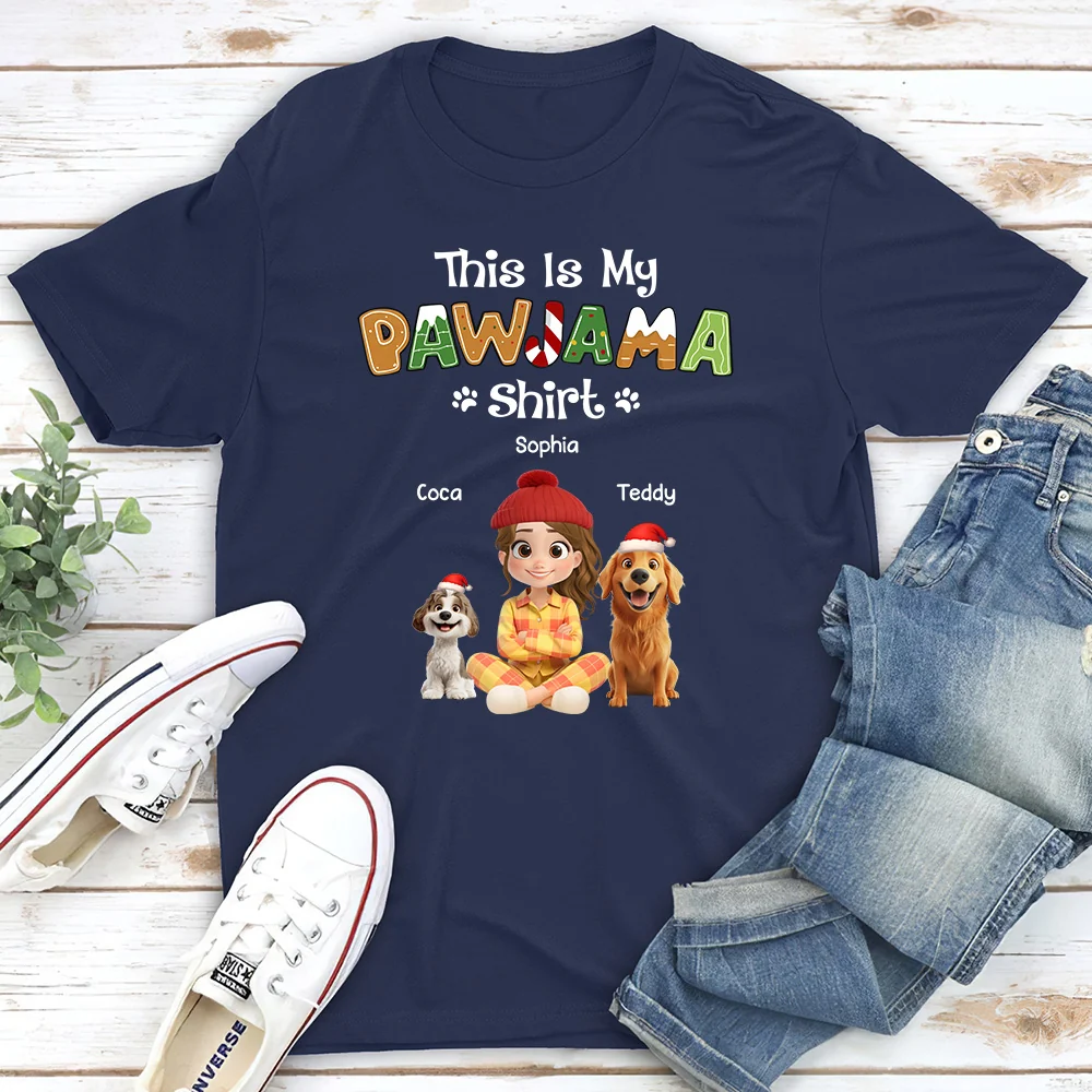 Funny Pawjama Shirt Cartoon - Personalized Custom Unisex T-shirt - Image 3